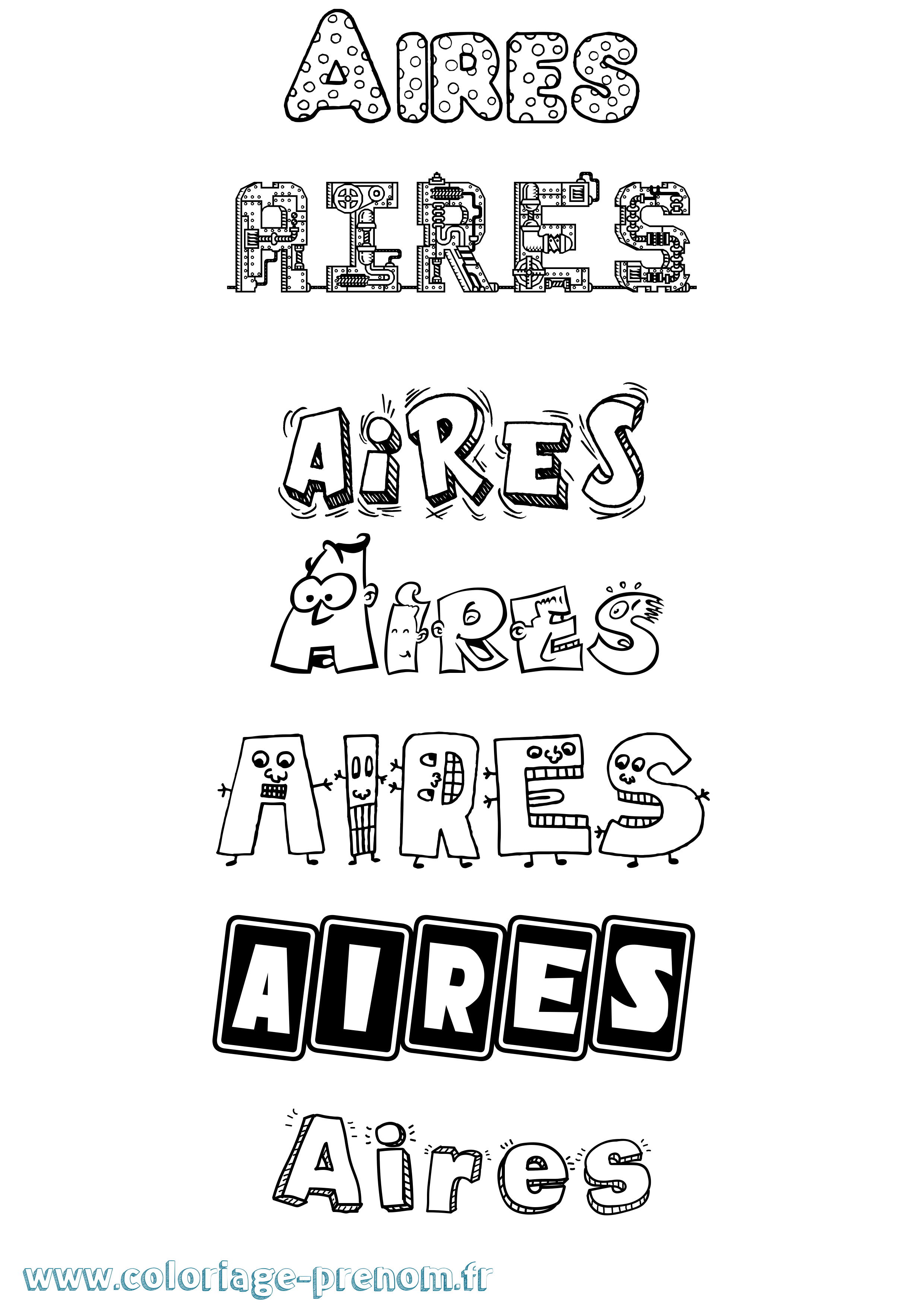 Coloriage prénom Aires Fun
