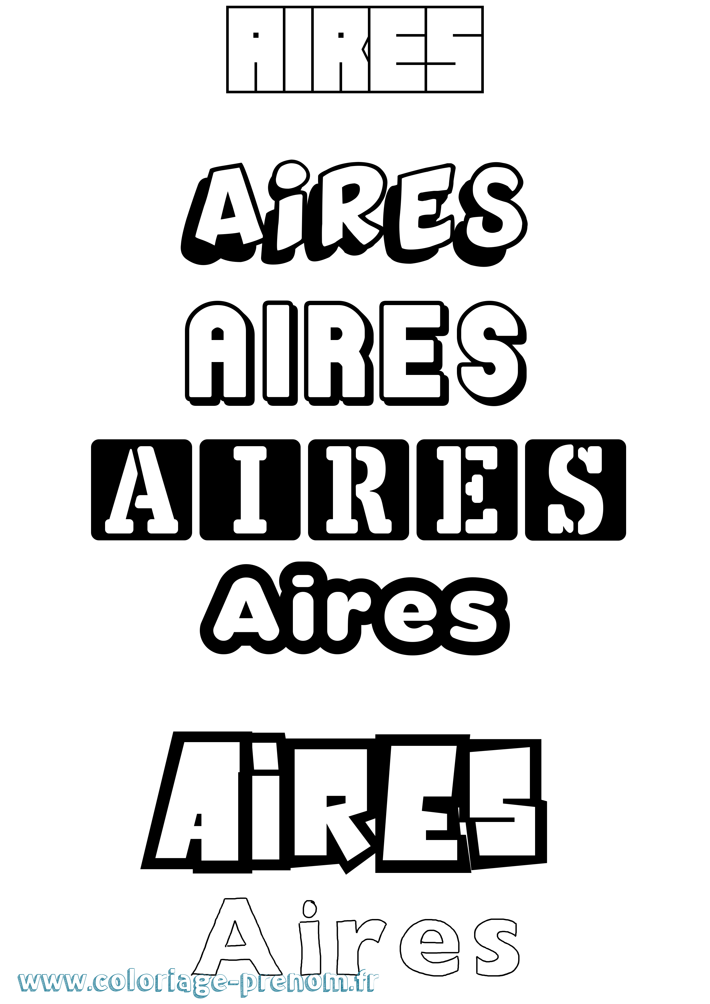 Coloriage prénom Aires Simple