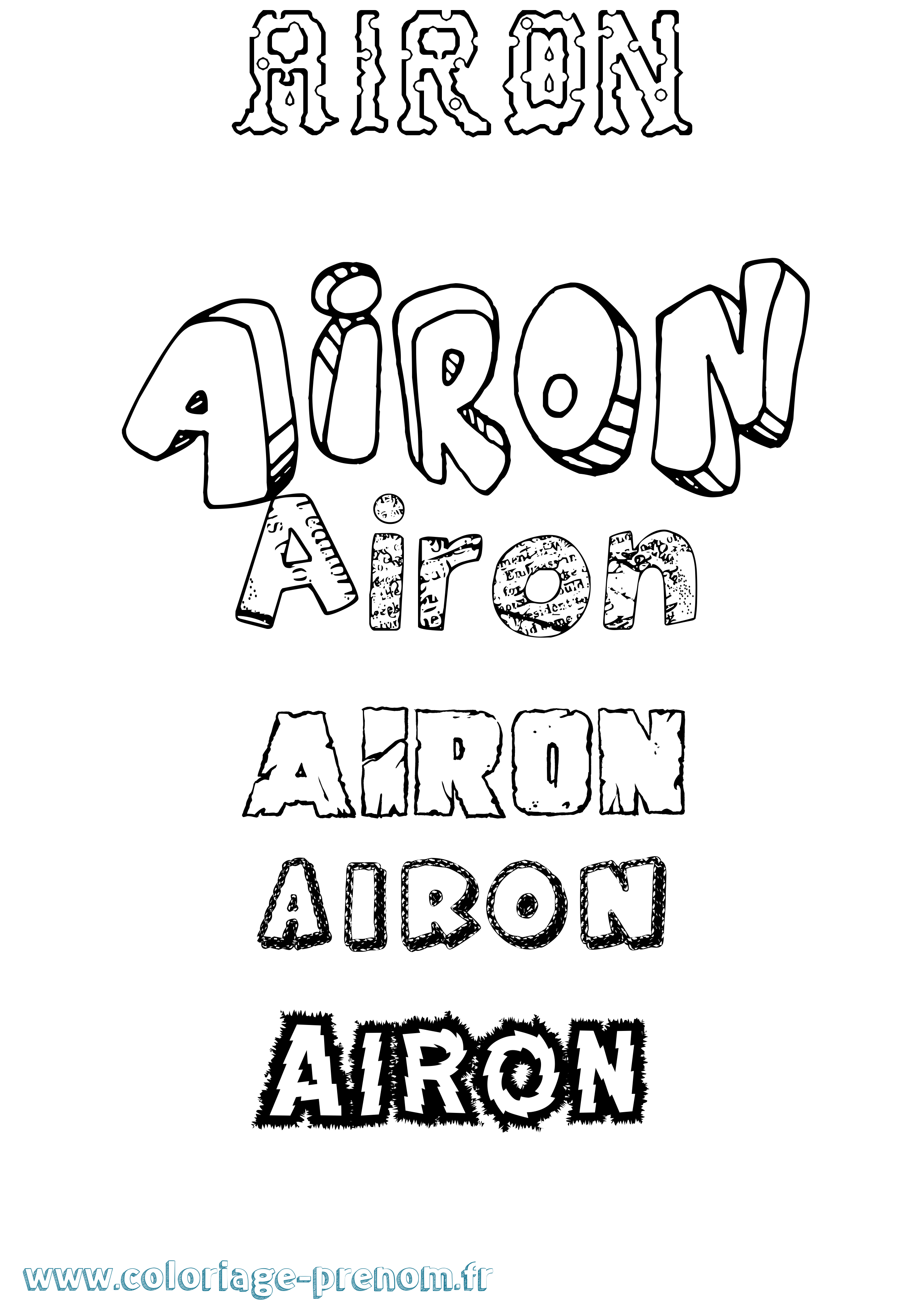 Coloriage Airon Destructuré Coloriage prénom Airon Destructuré