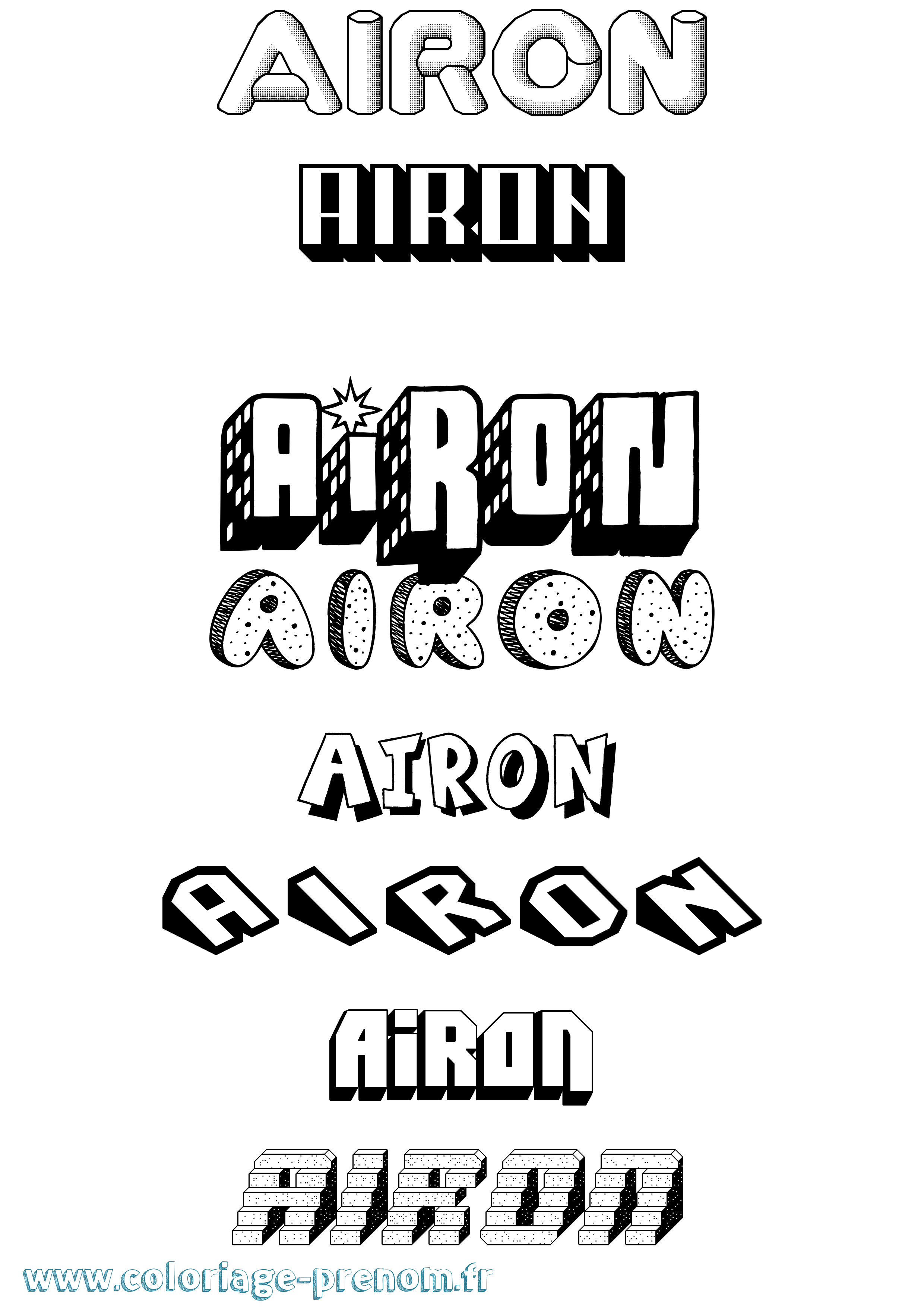 Coloriage Airon Effet 3D Coloriage prénom Airon Effet 3D