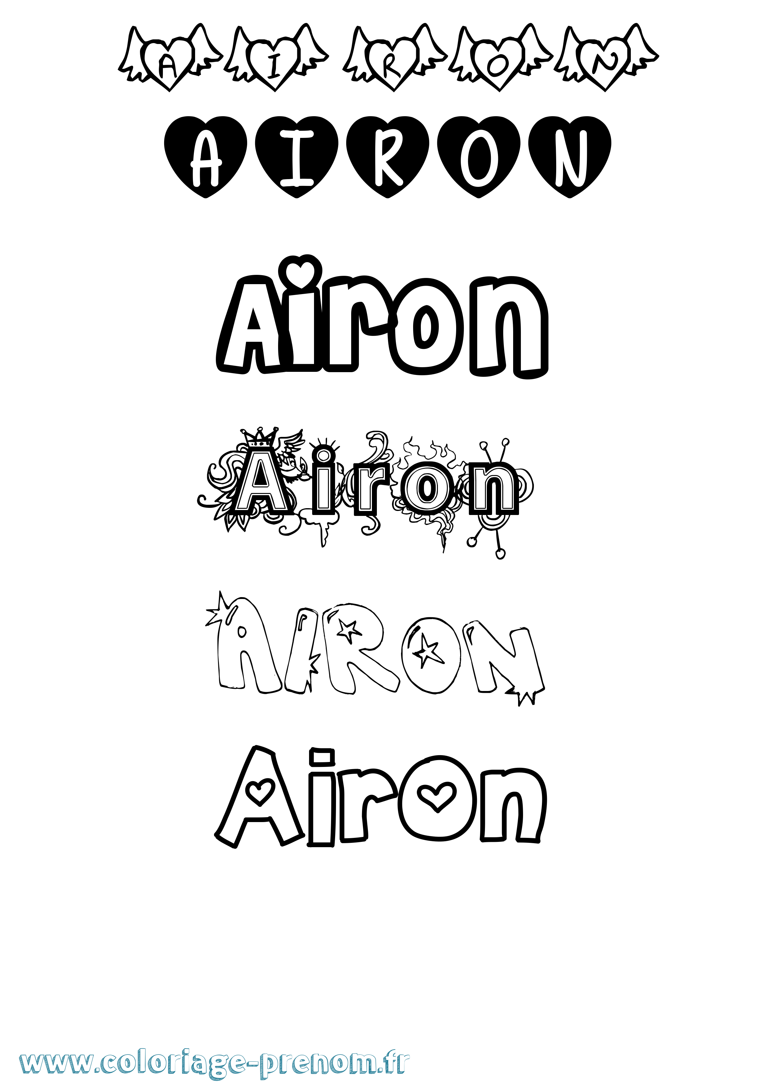 Coloriage Airon Girly Coloriage prénom Airon Girly