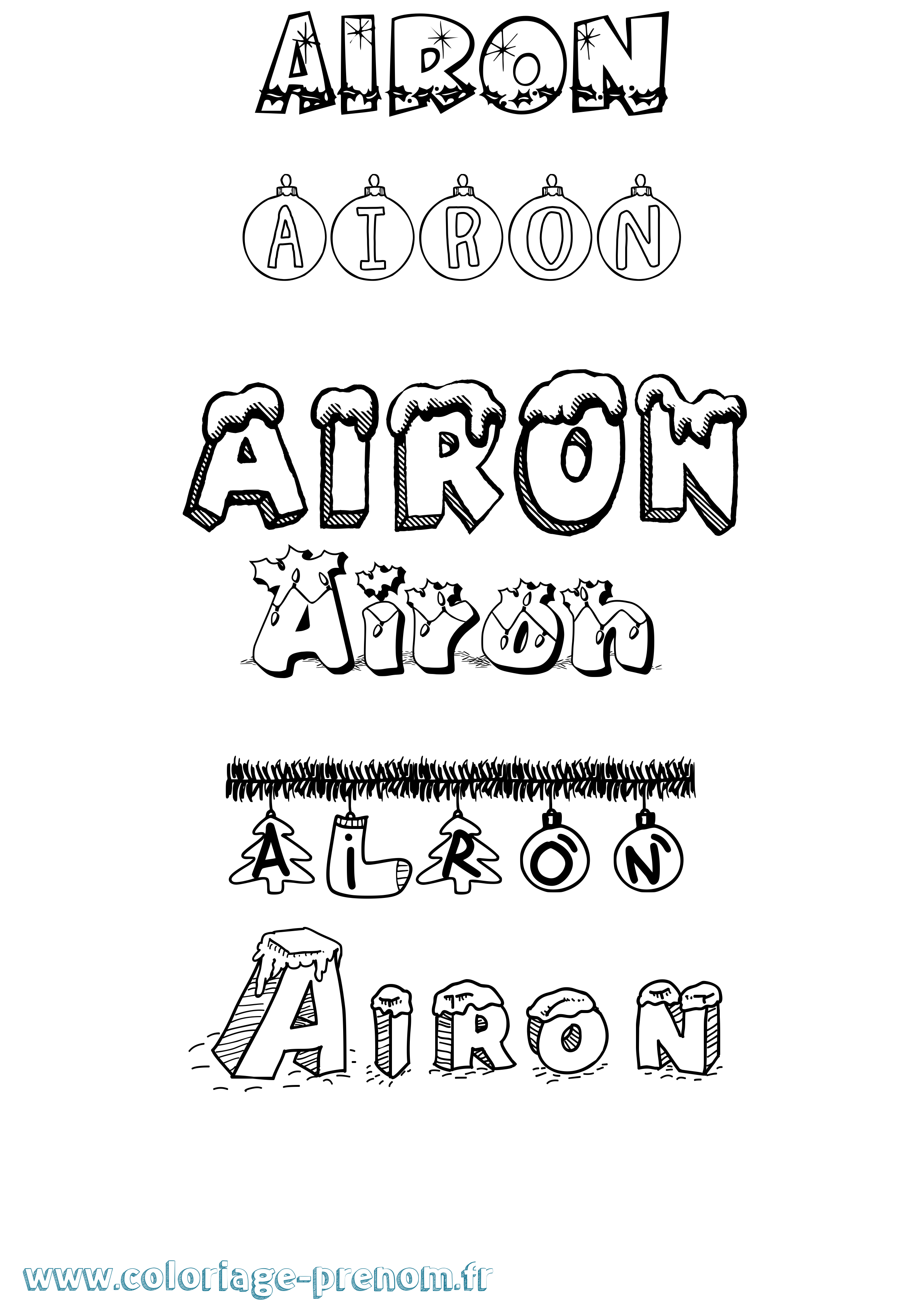 Coloriage Airon Noël Coloriage prénom Airon Noël