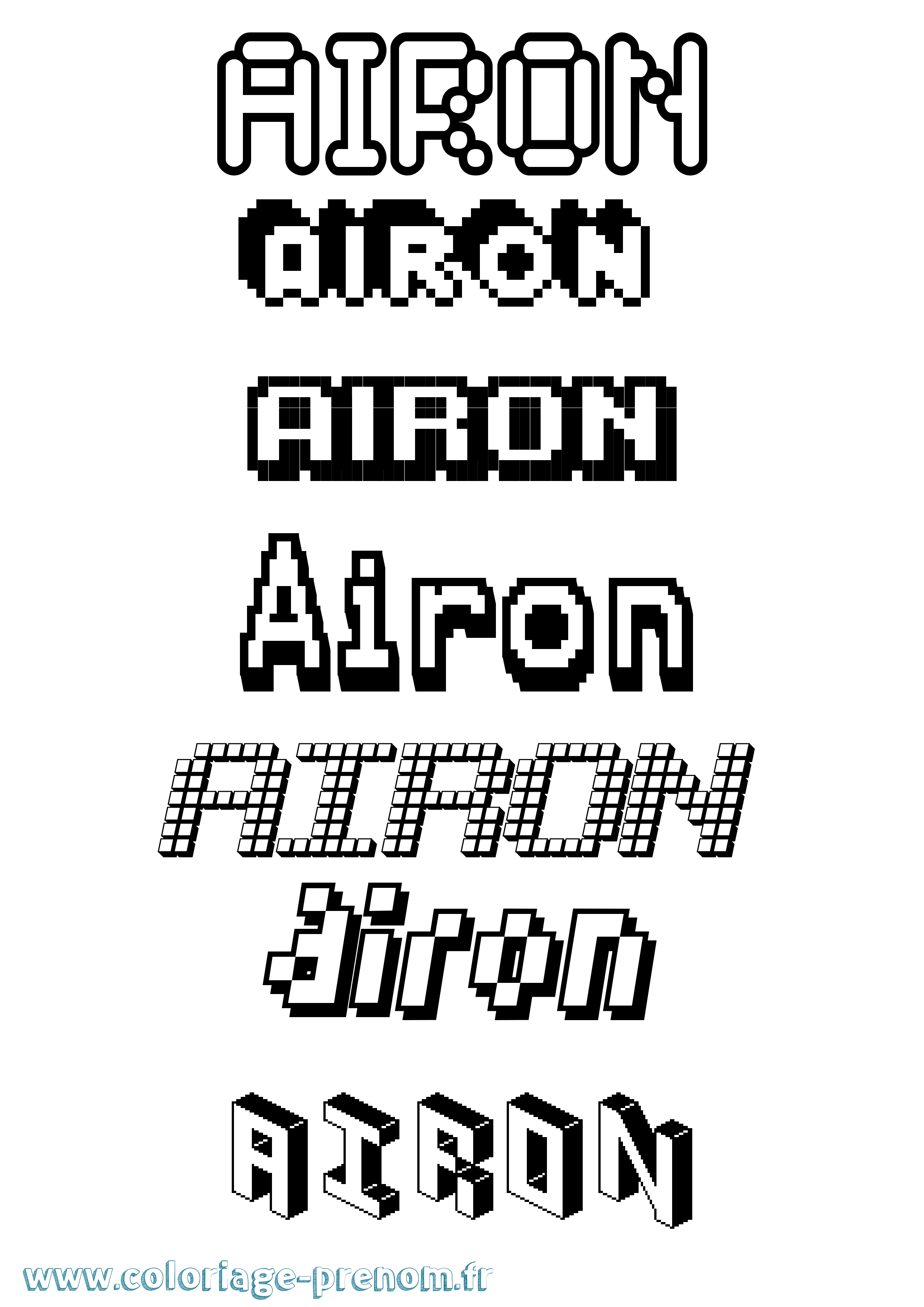 Coloriage Airon Pixel Coloriage prénom Airon Pixel