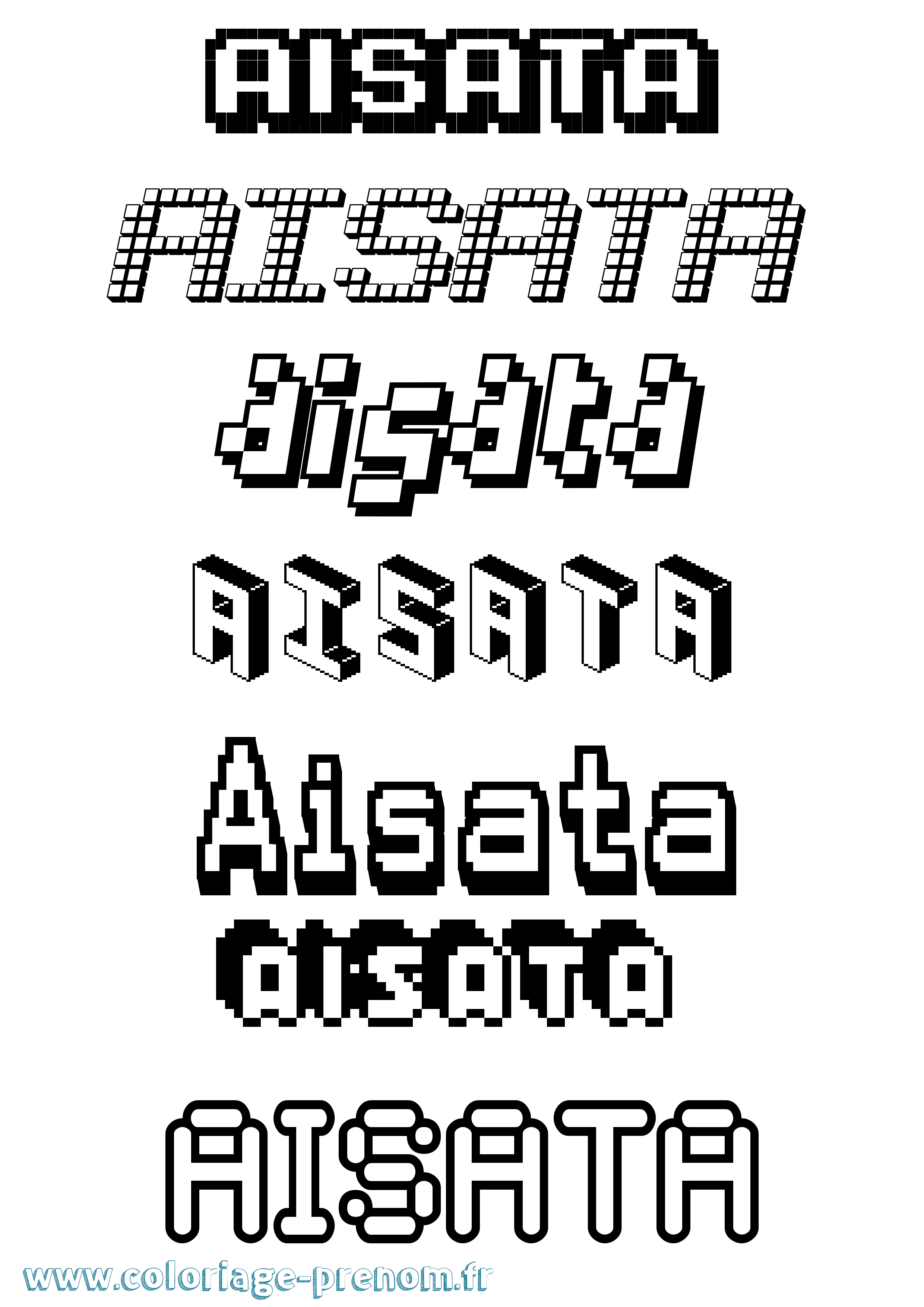Coloriage prénom Aisata Pixel