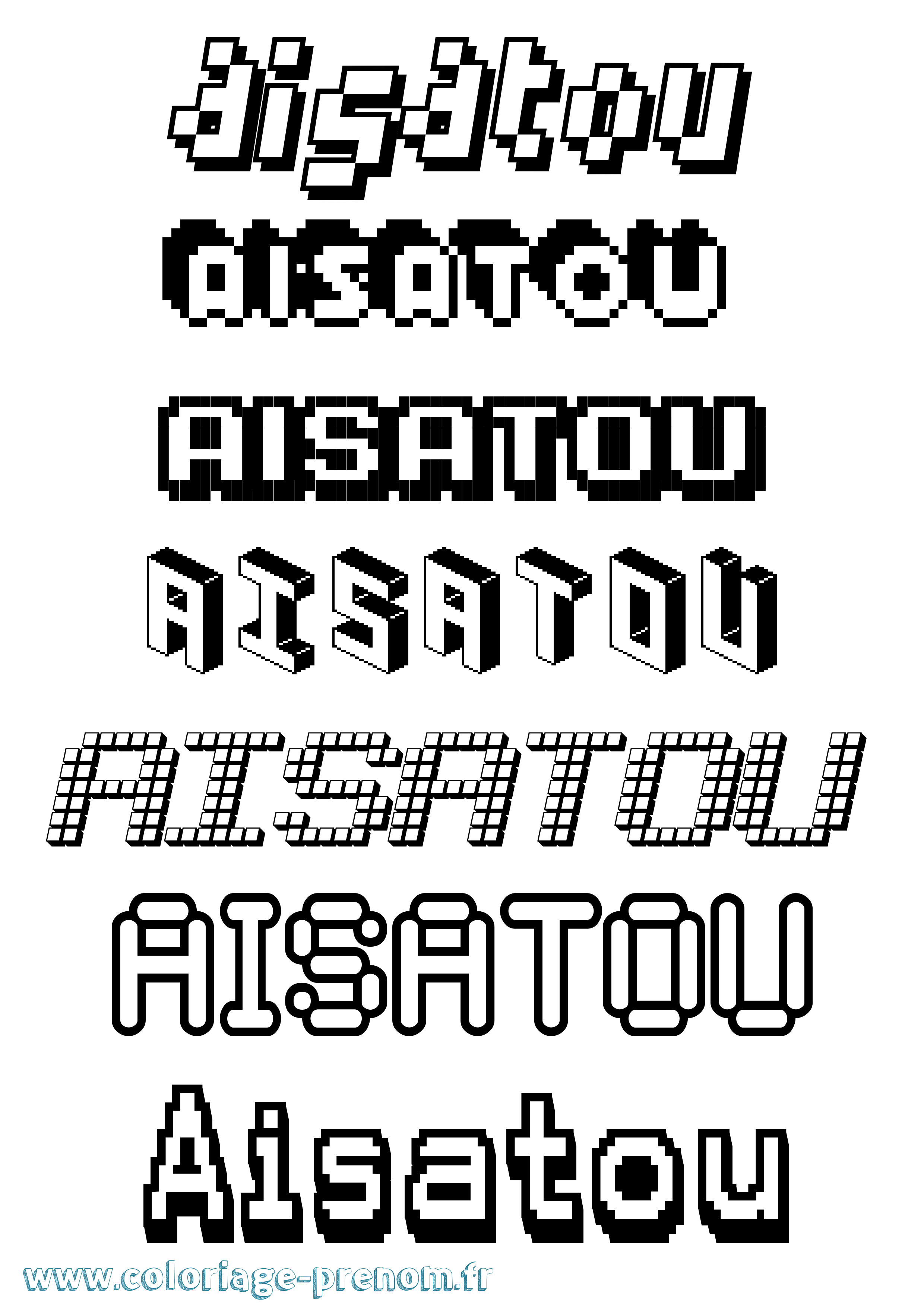 Coloriage prénom Aisatou Pixel