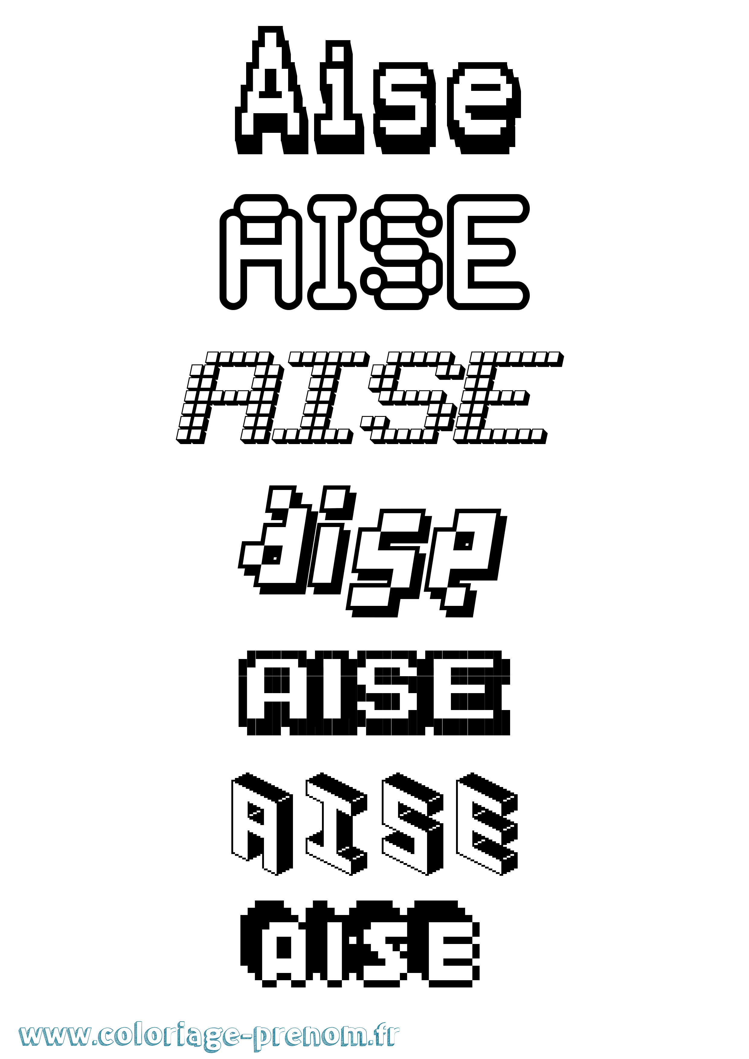 Coloriage prénom Aise Pixel