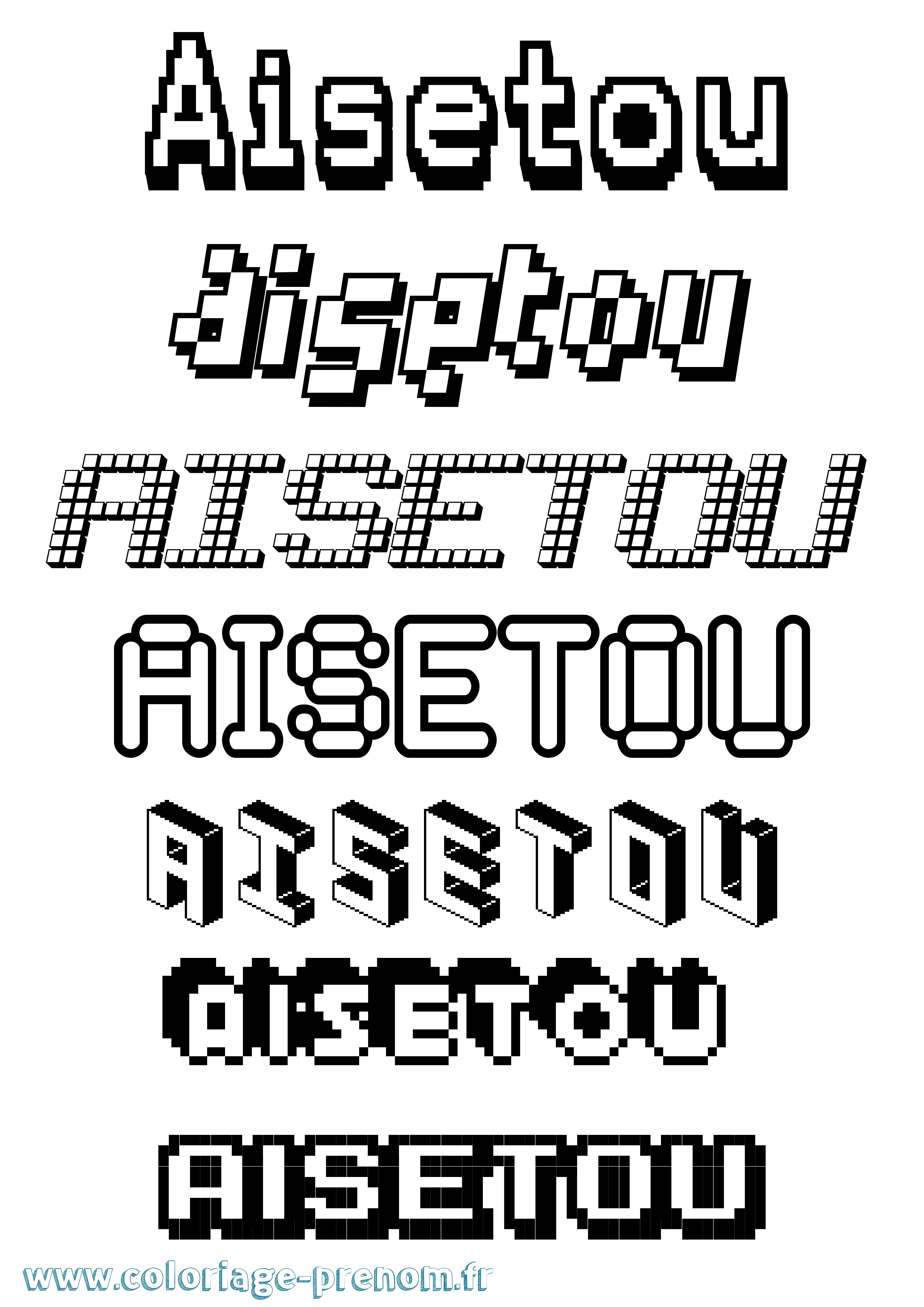 Coloriage prénom Aisetou Pixel