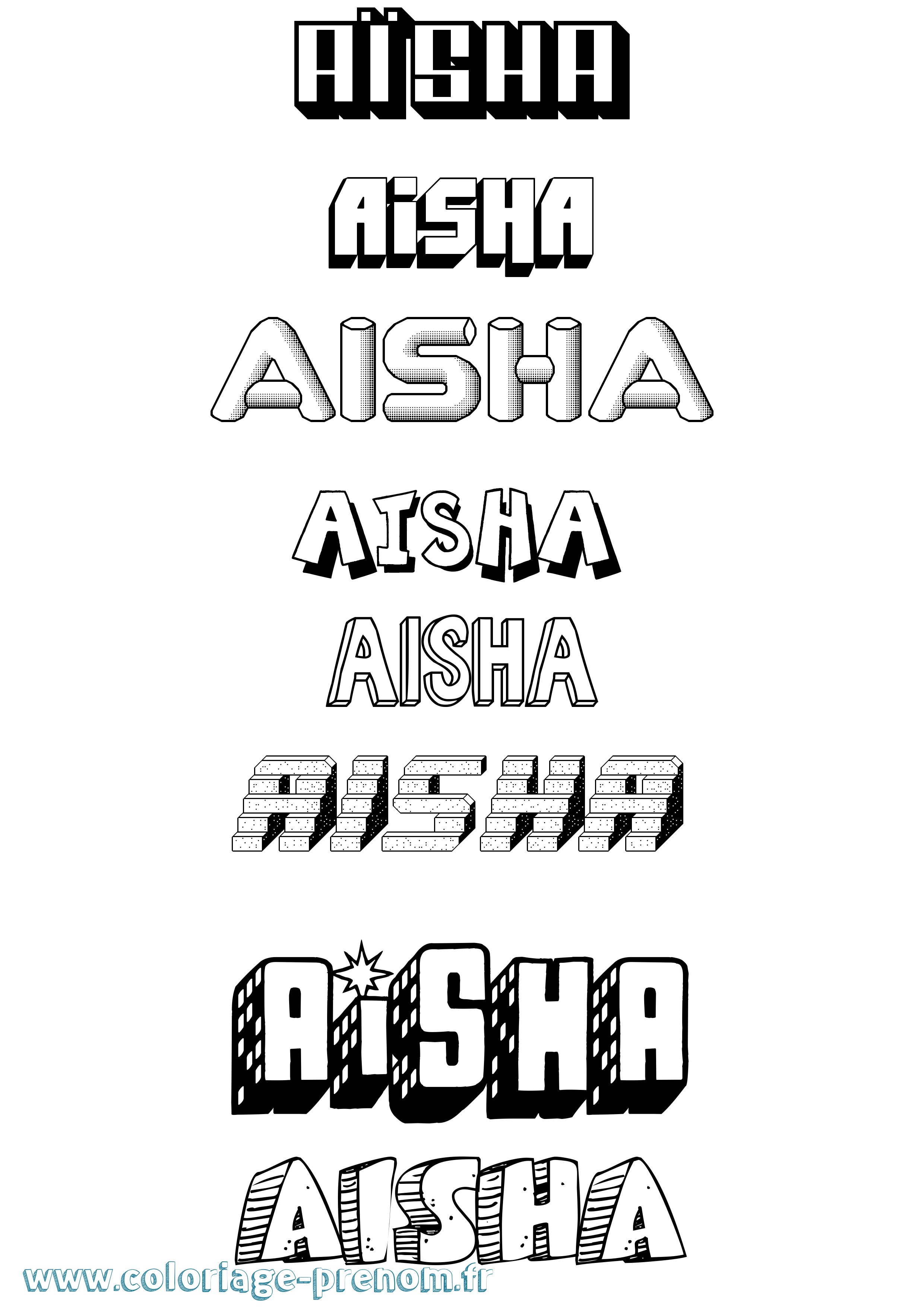 Coloriage Aïsha Coloriage prénom Aïsha