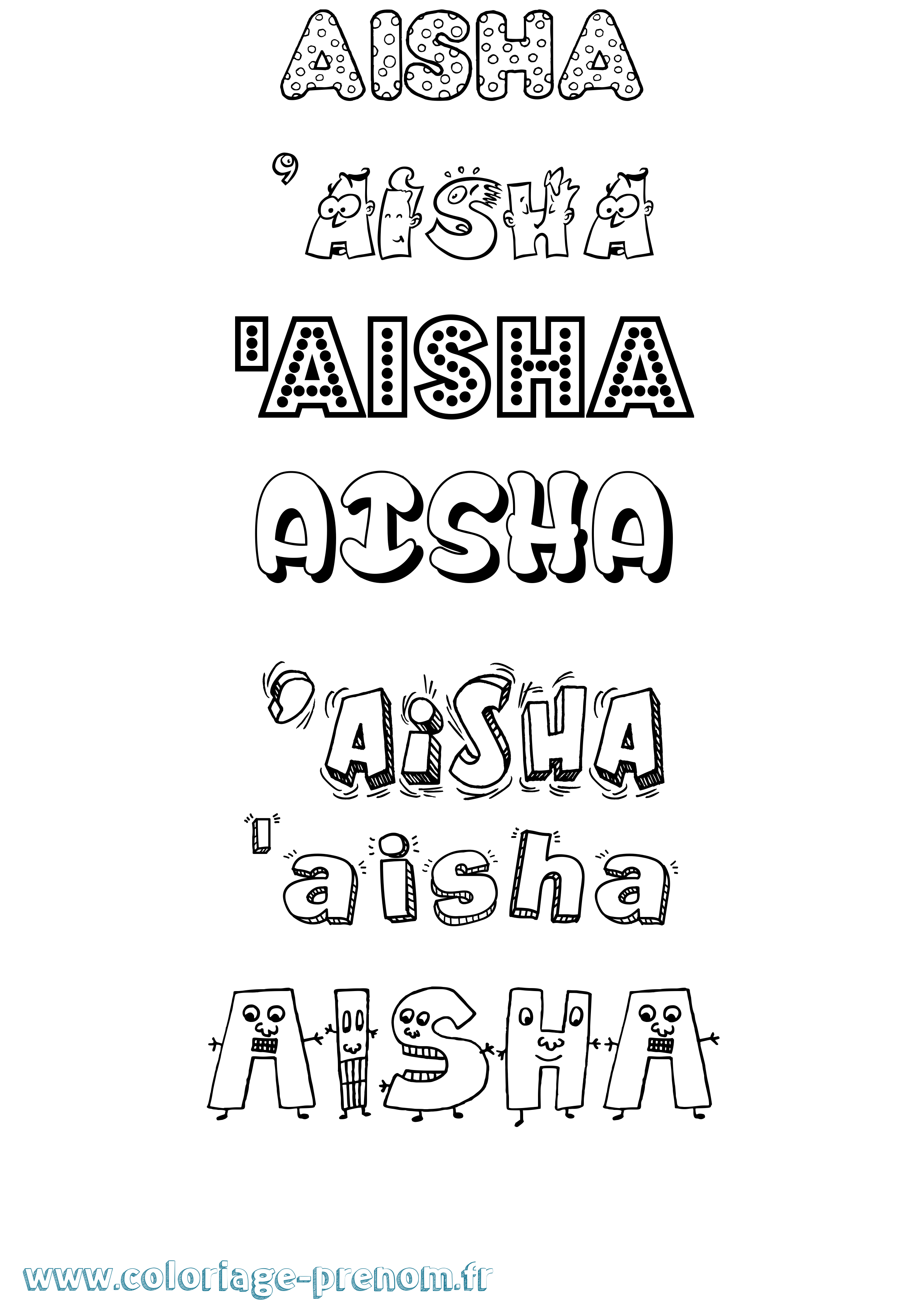 Coloriage prénom 'Aisha Fun