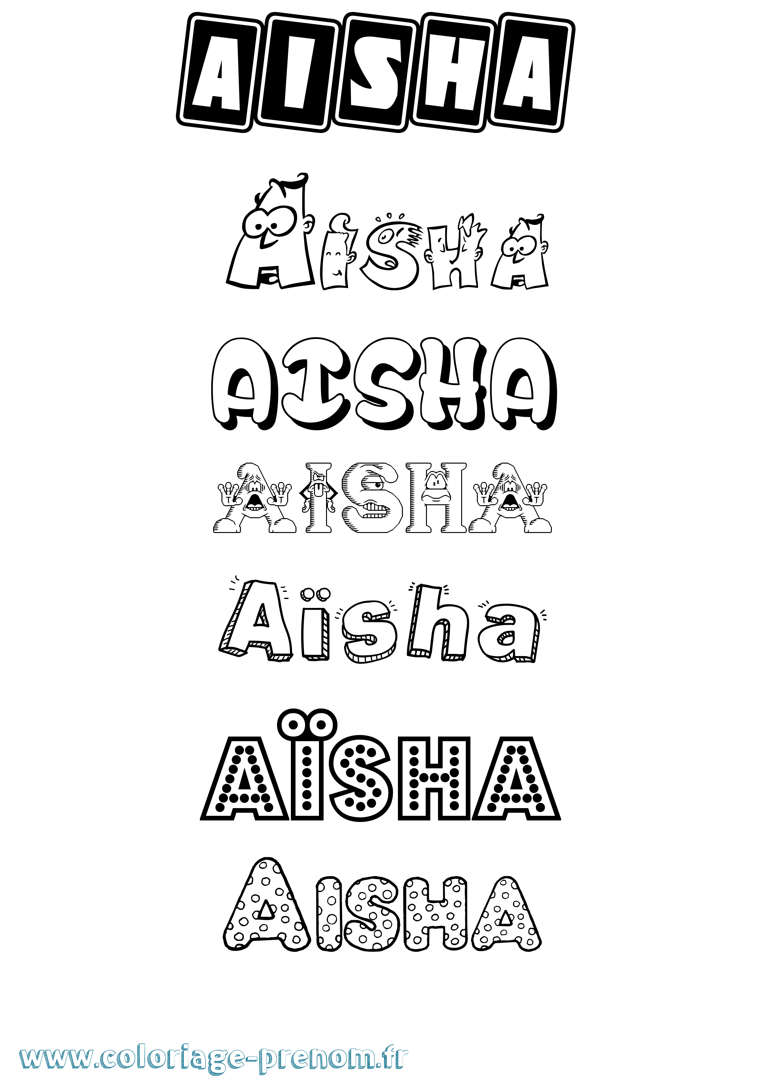 Coloriage Aïsha Coloriage prénom Aïsha