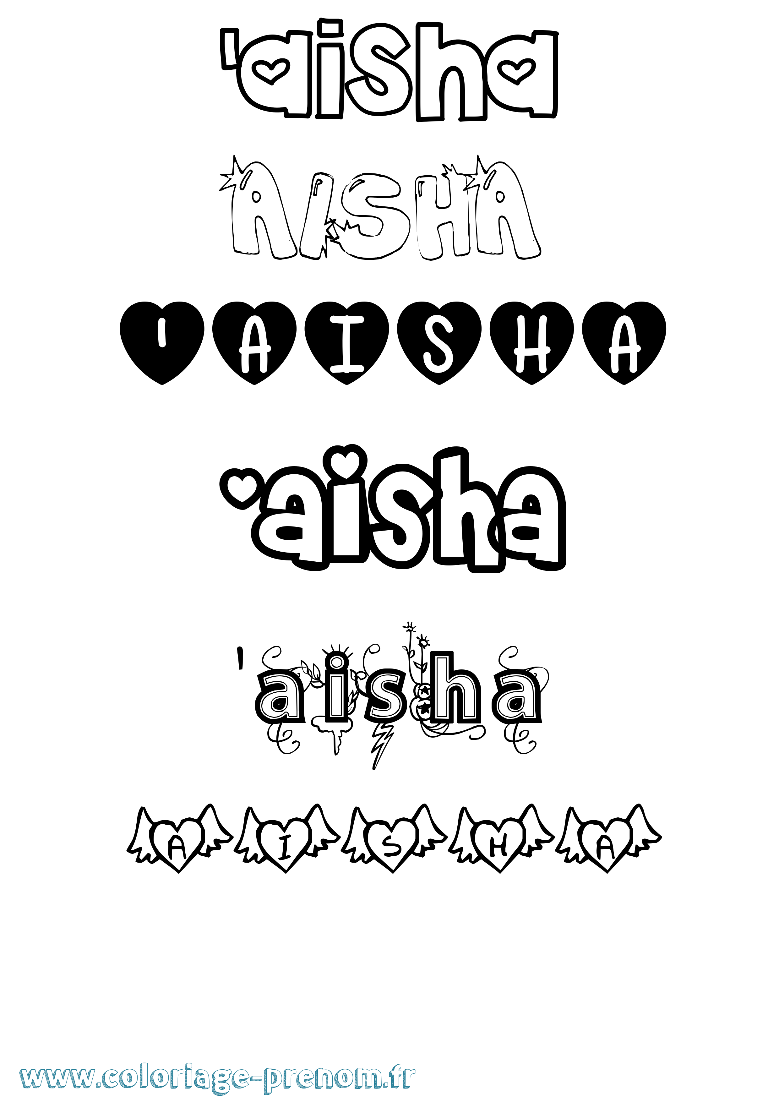 Coloriage prénom 'Aisha Girly