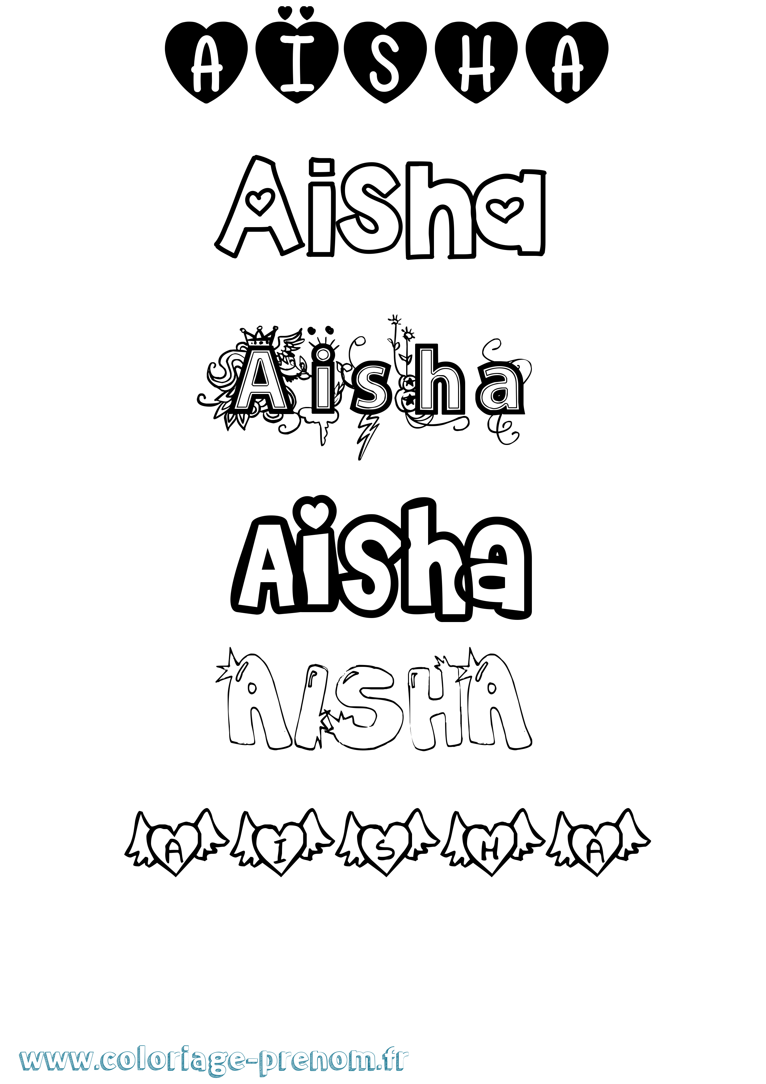 Coloriage Aïsha Coloriage prénom Aïsha