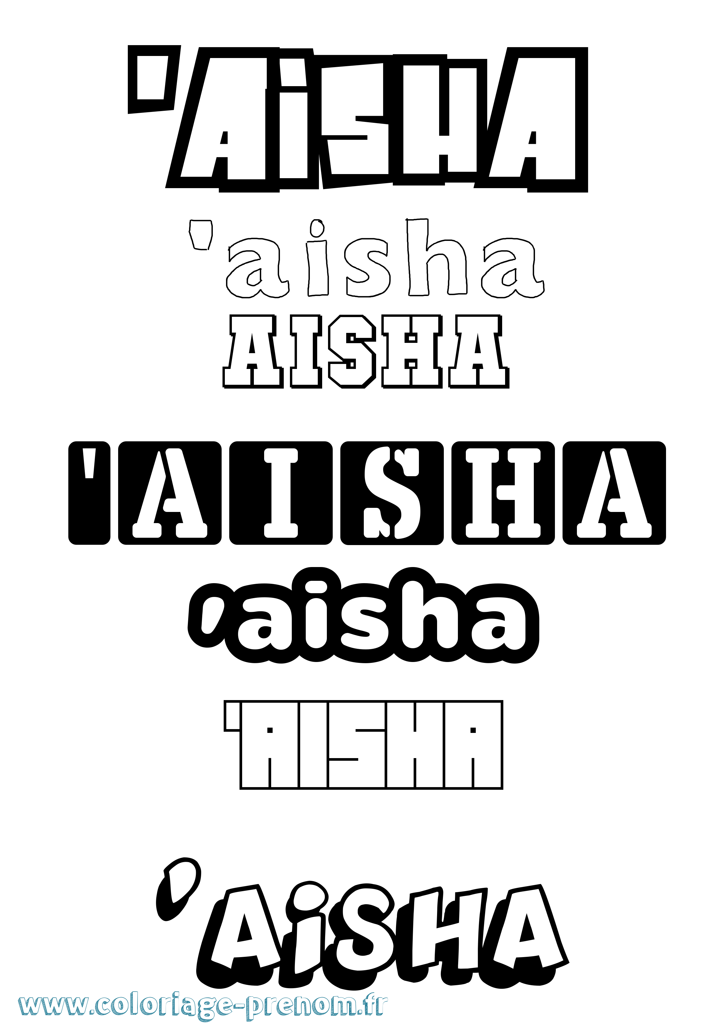 Coloriage prénom 'Aisha Simple