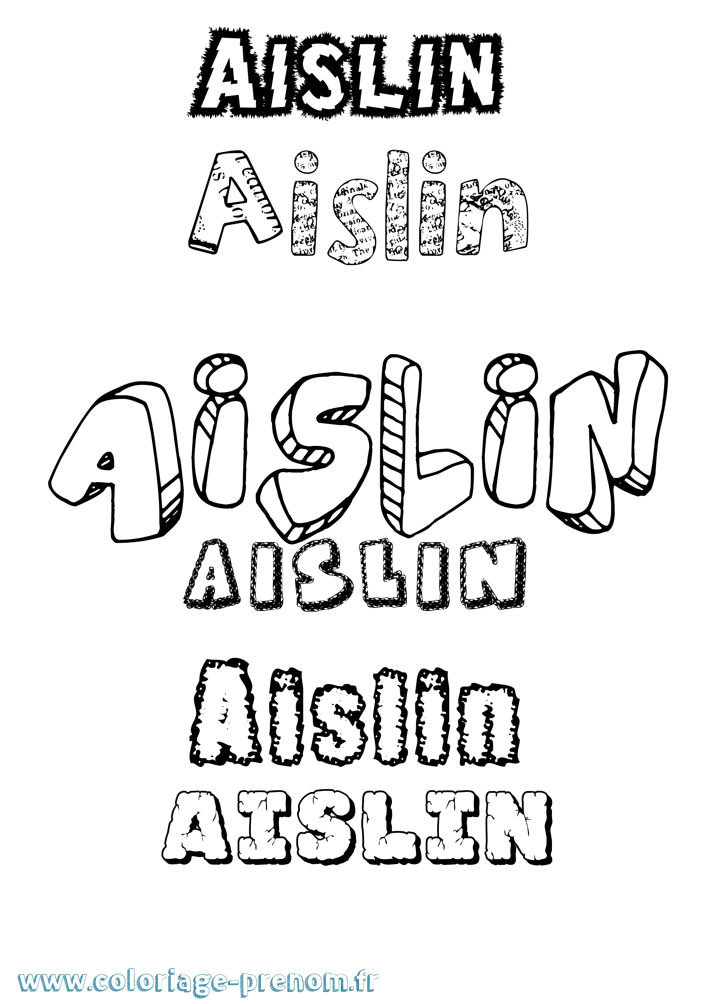 Coloriage prénom Aislin Destructuré