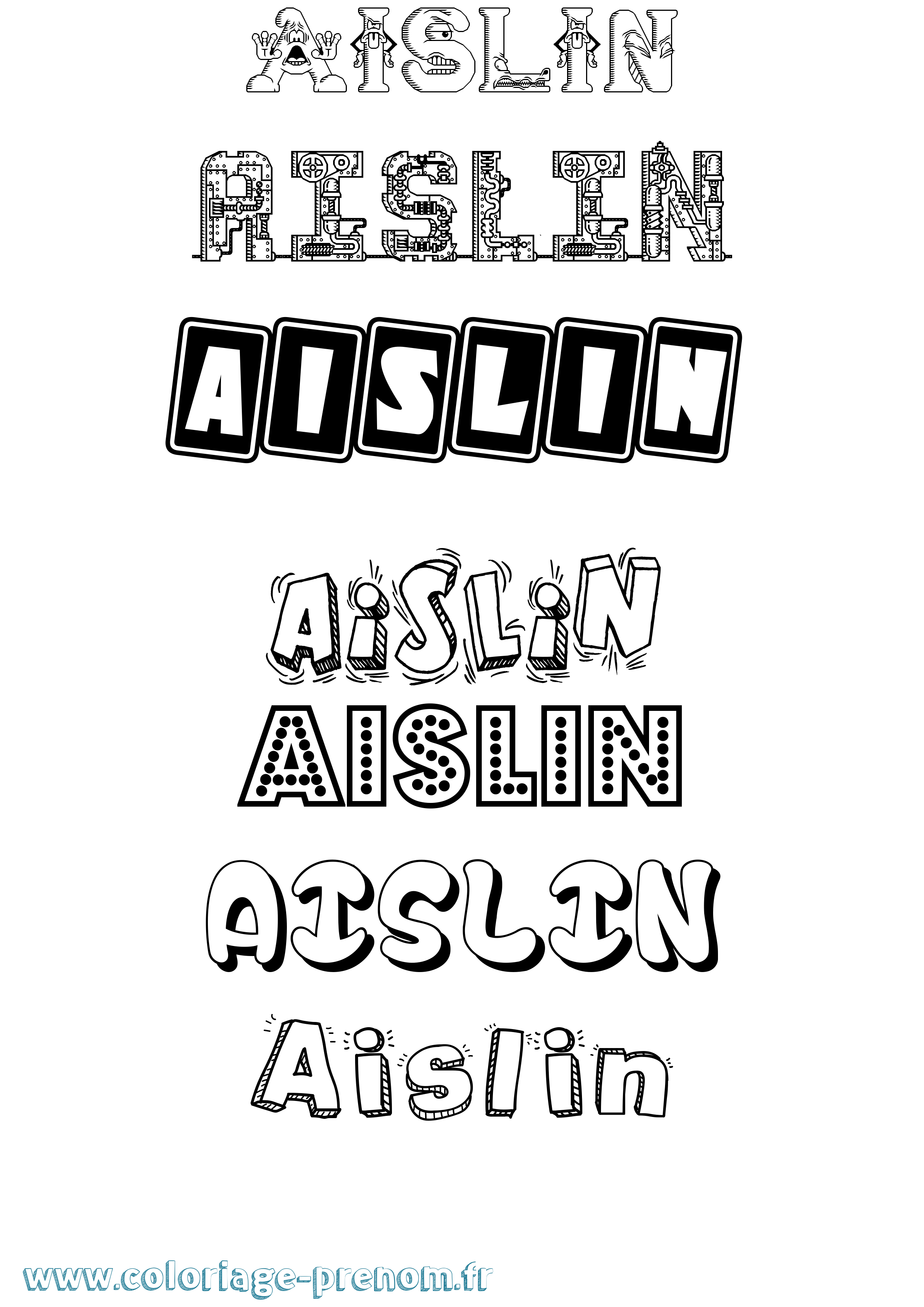 Coloriage prénom Aislin Fun