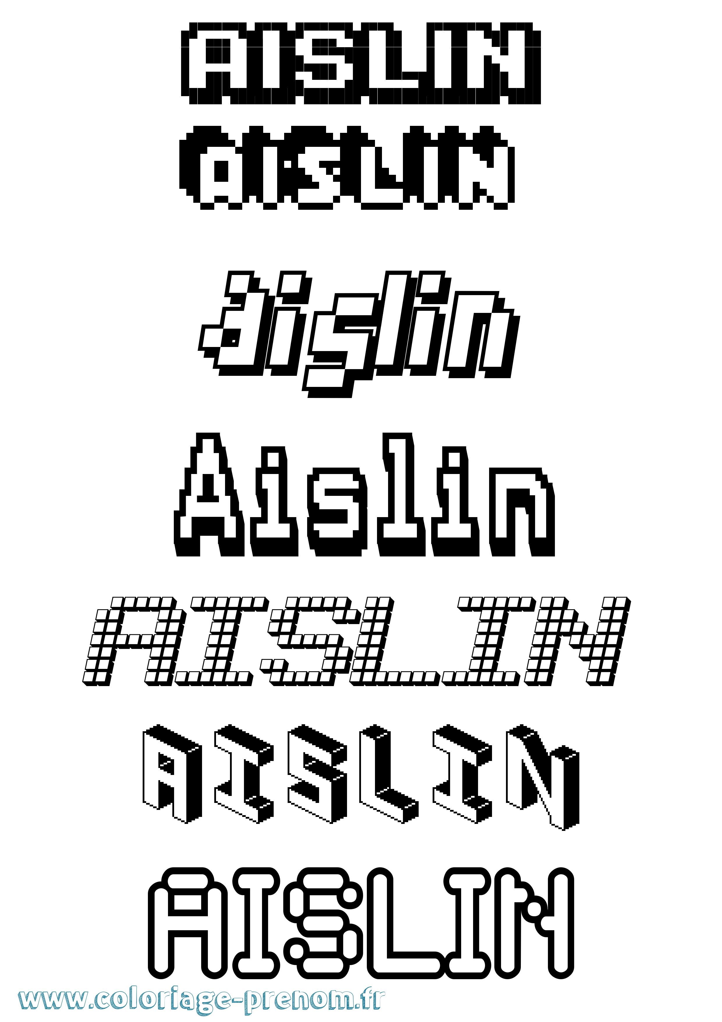 Coloriage prénom Aislin Pixel
