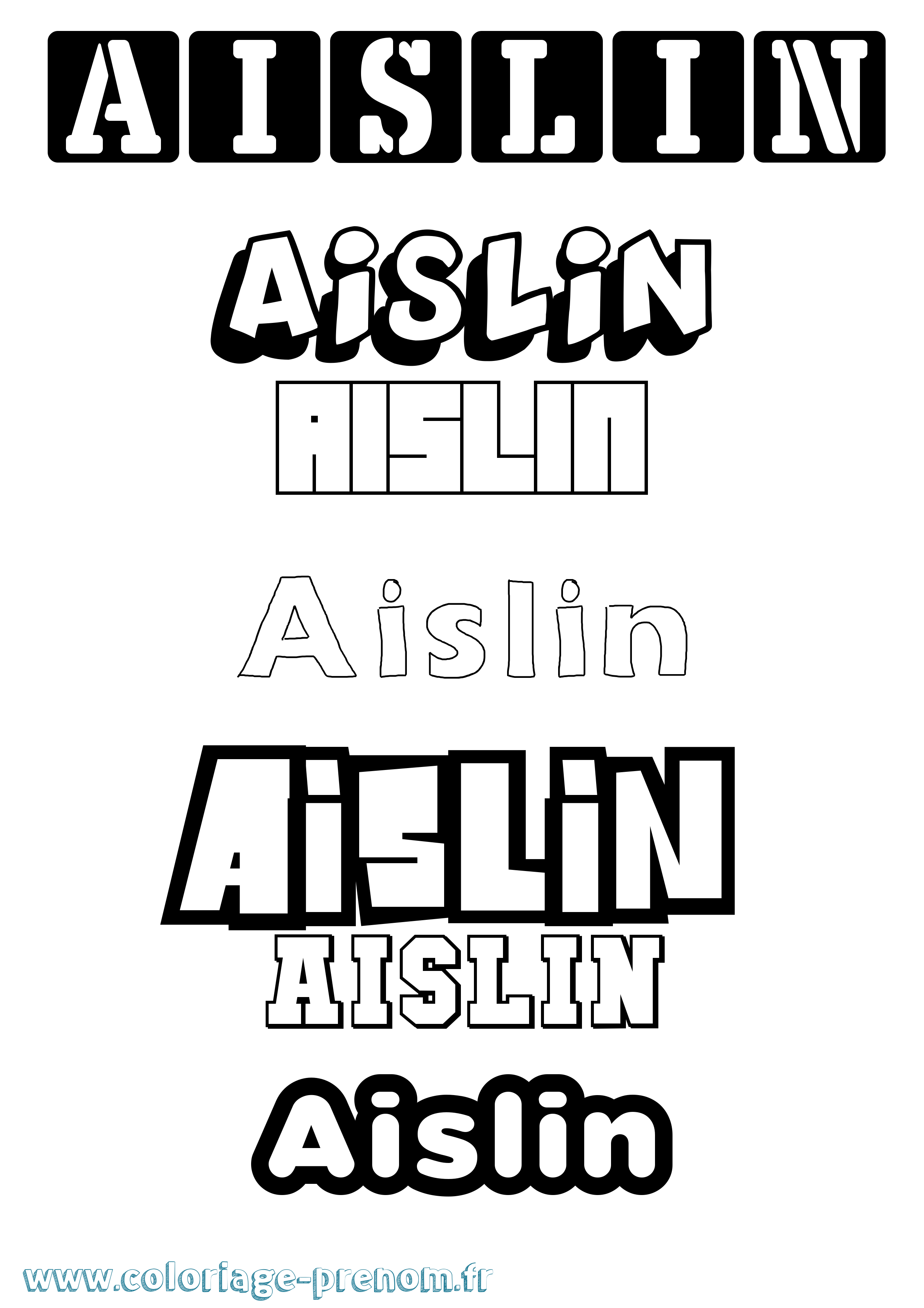 Coloriage prénom Aislin Simple