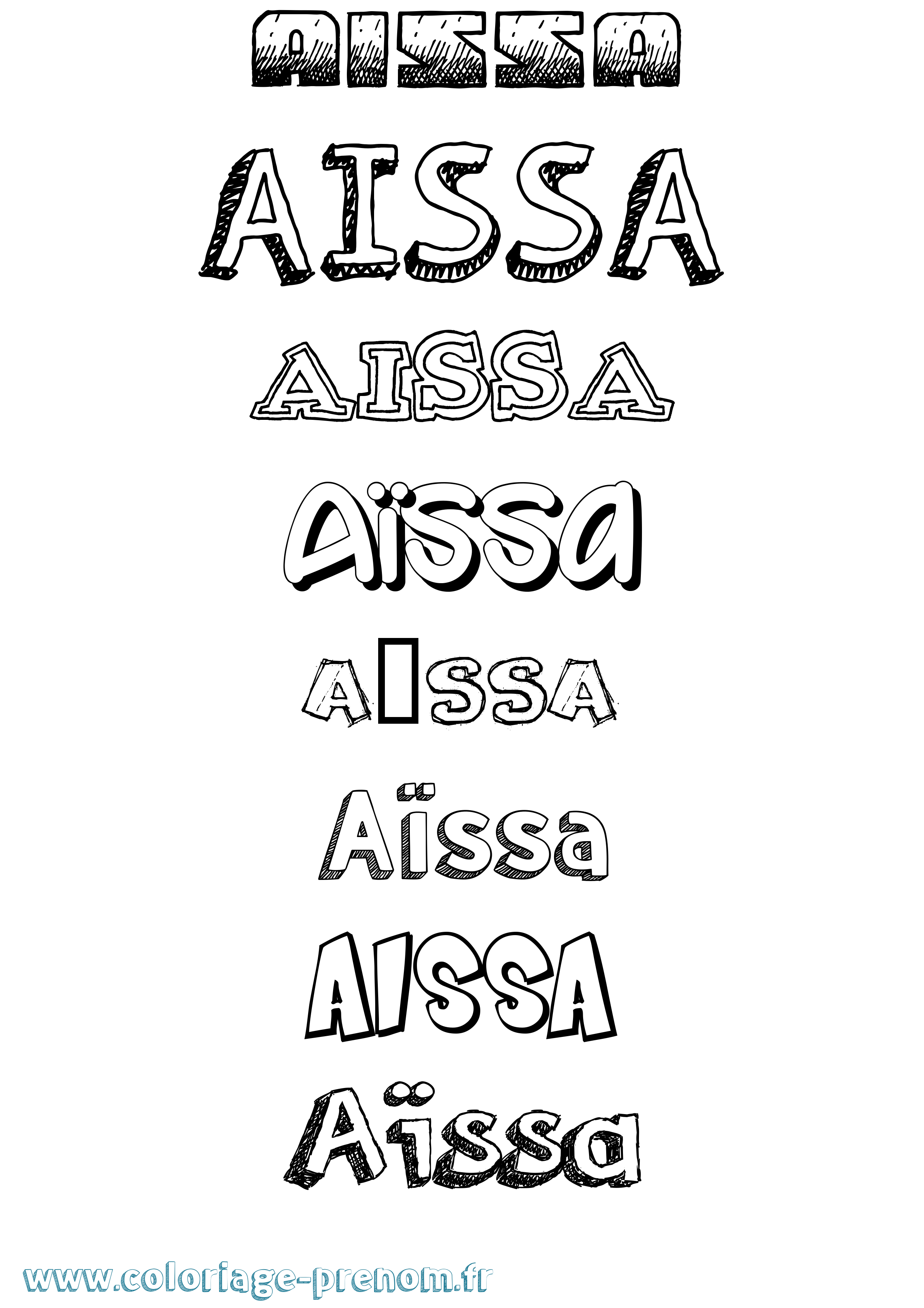 Coloriage prénom Aïssa Dessiné