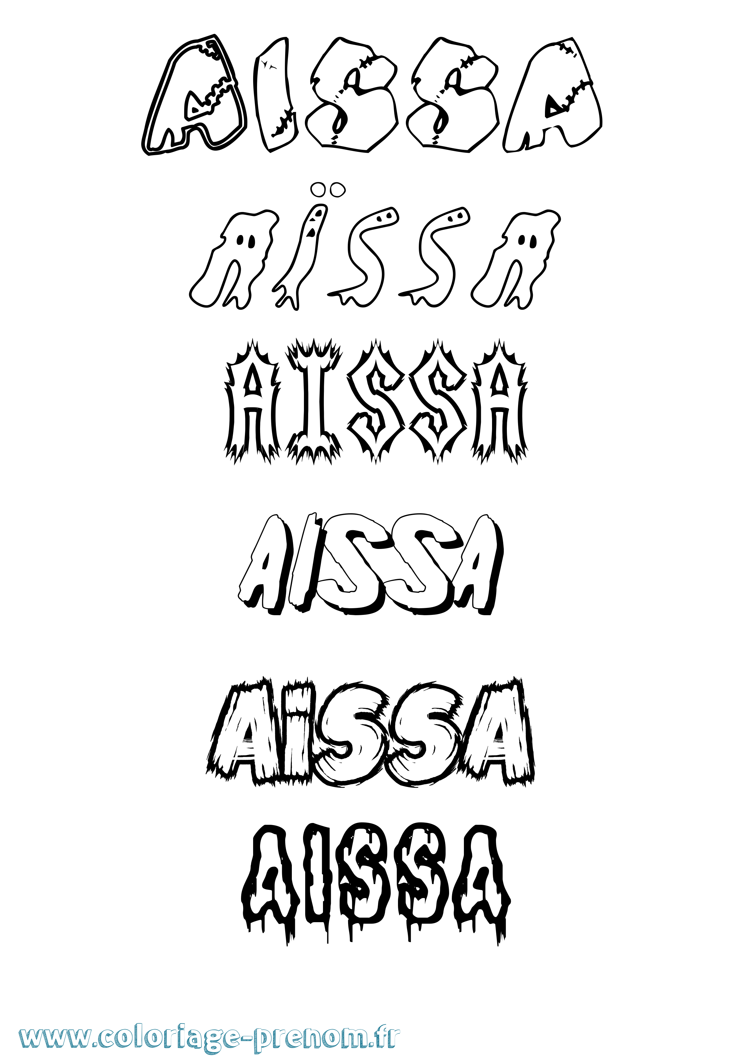 Coloriage prénom Aïssa Frisson