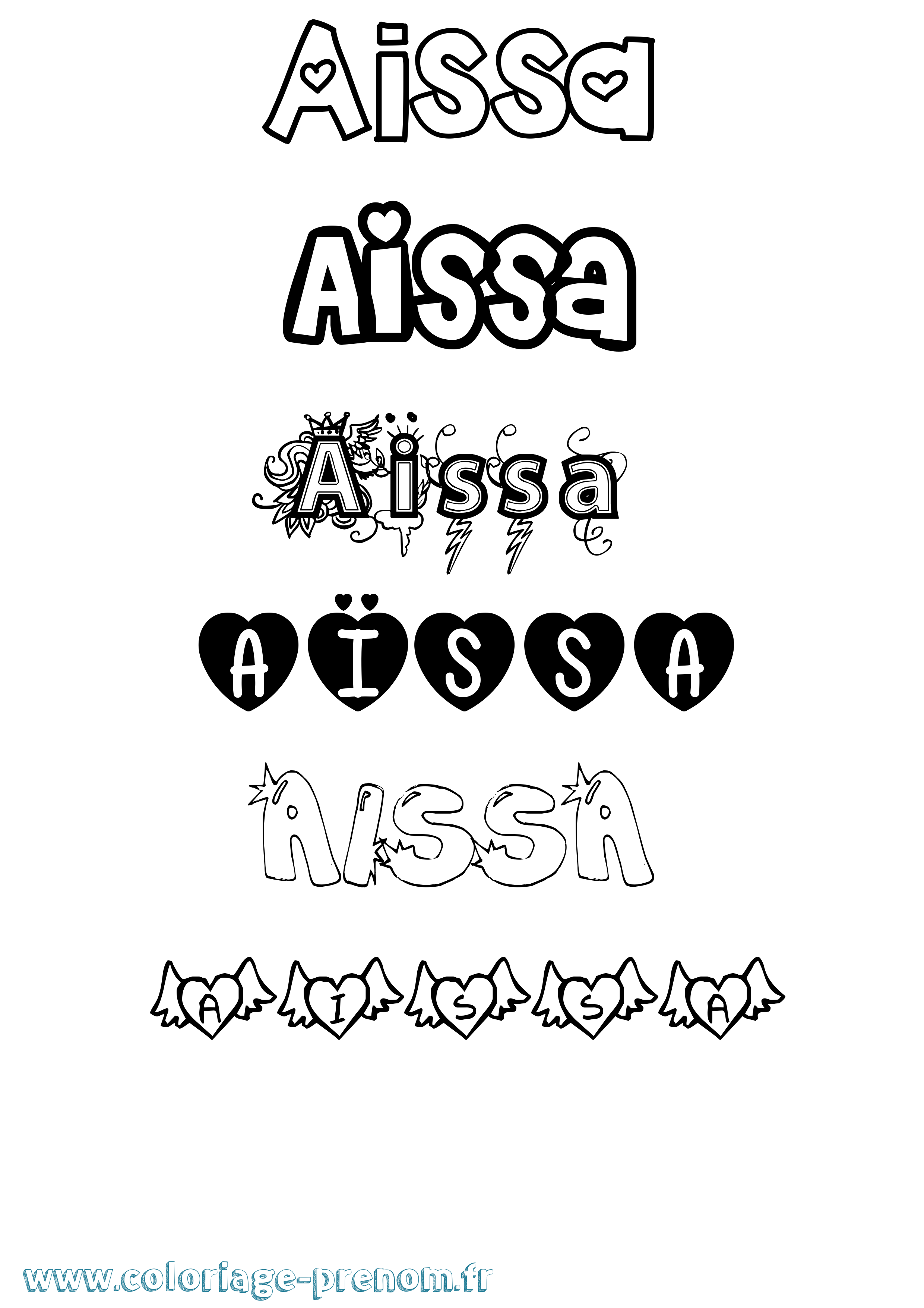 Coloriage prénom Aïssa Girly
