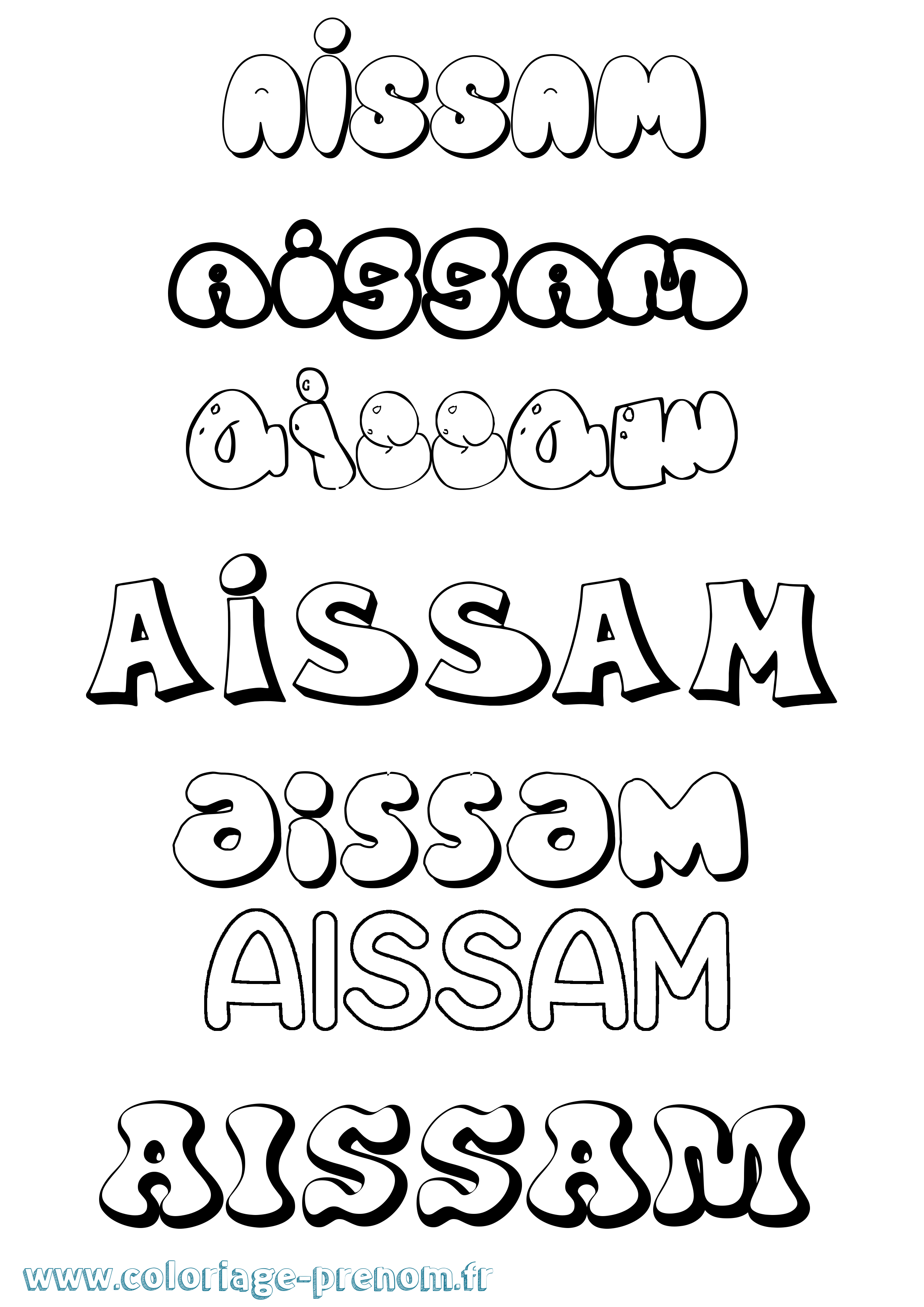 Coloriage Aissam Bubble Coloriage prénom Aissam Bubble