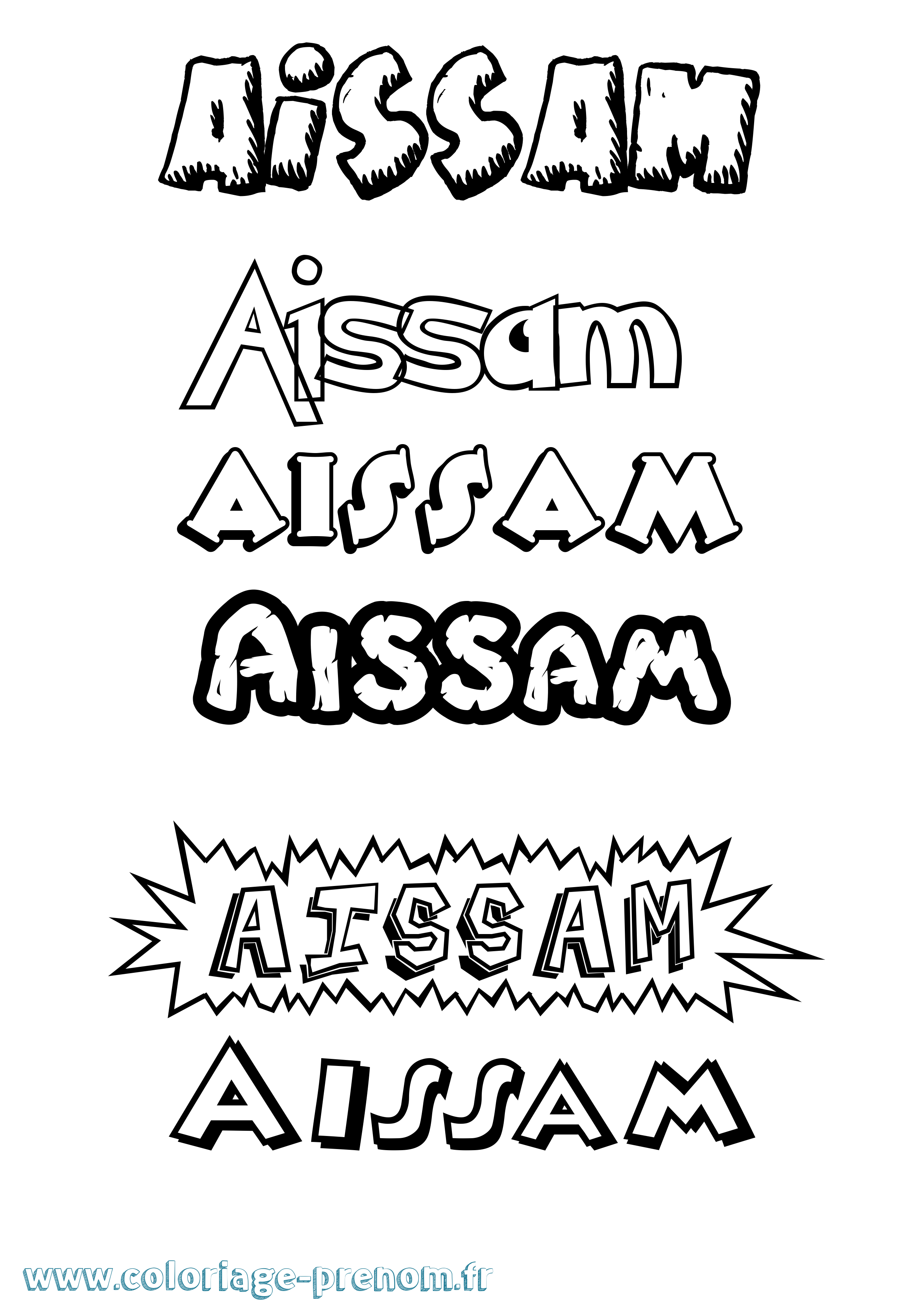 Coloriage prénom Aissam Dessin Animé