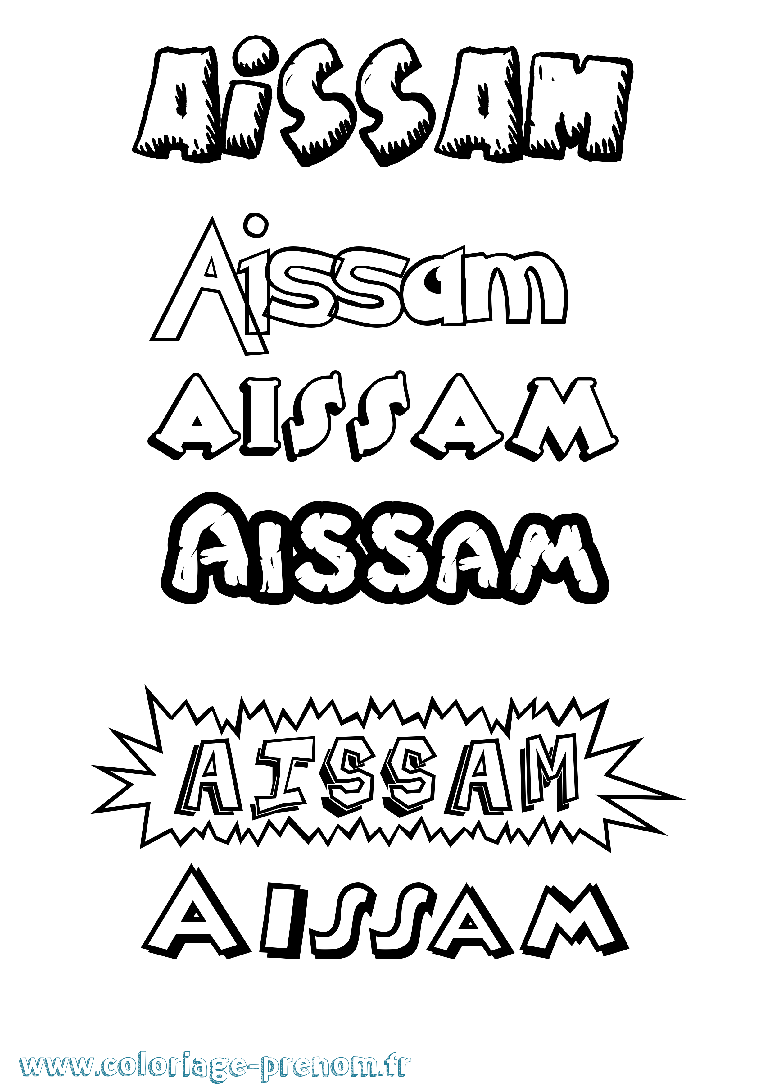Coloriage Aissam Dessin Animé Coloriage prénom Aissam Dessin Animé