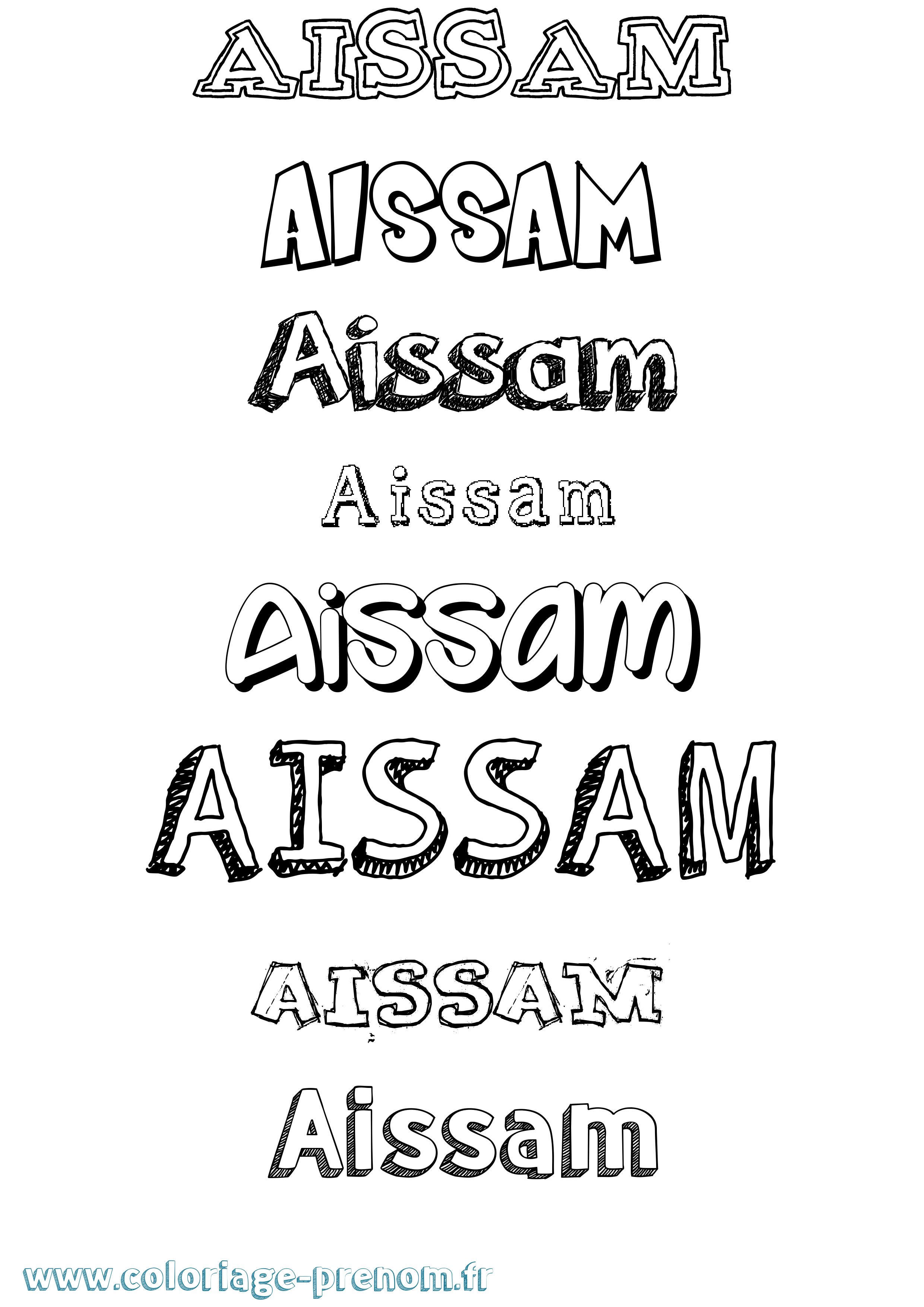 Coloriage prénom Aissam Dessiné