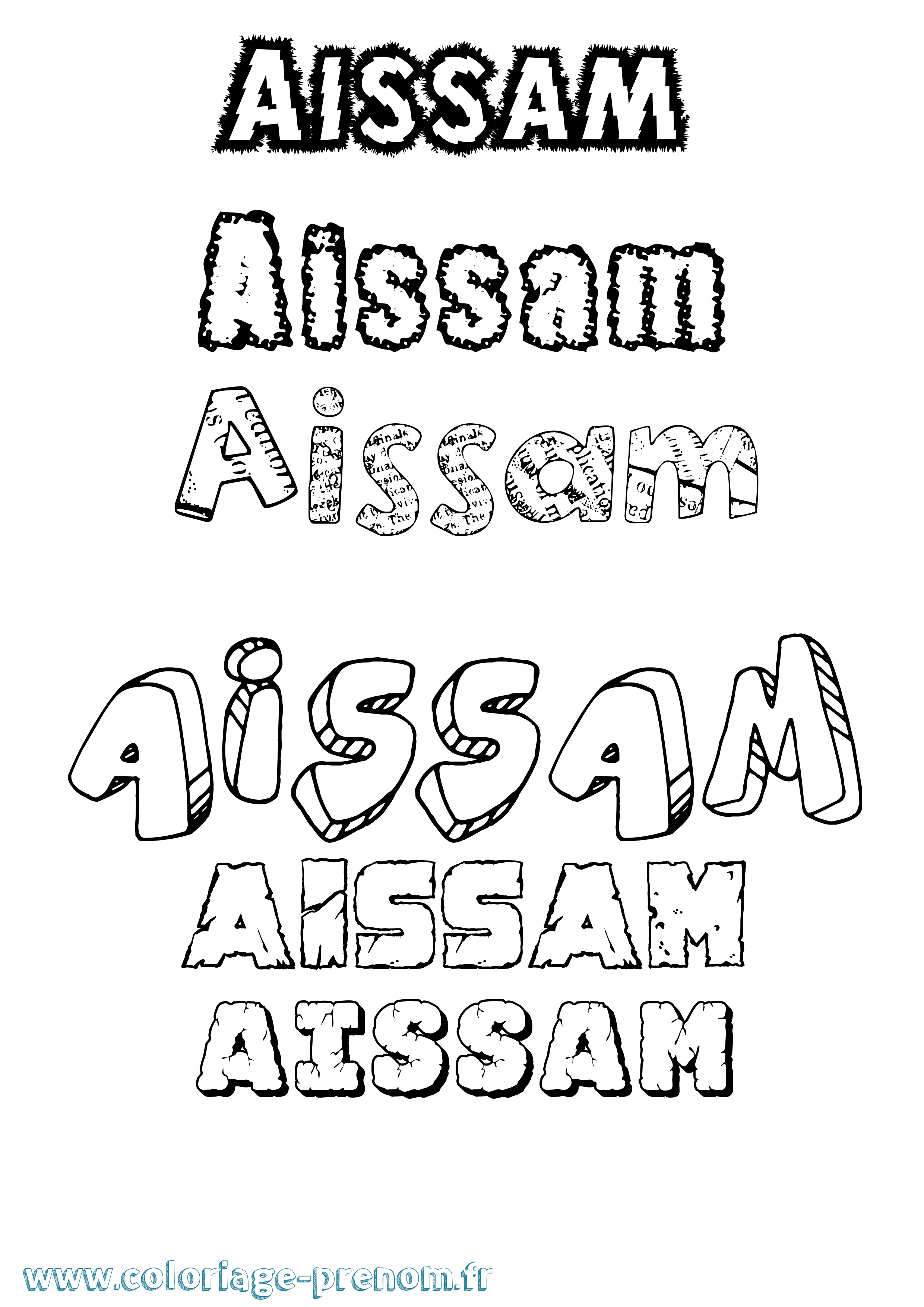 Coloriage prénom Aissam Destructuré