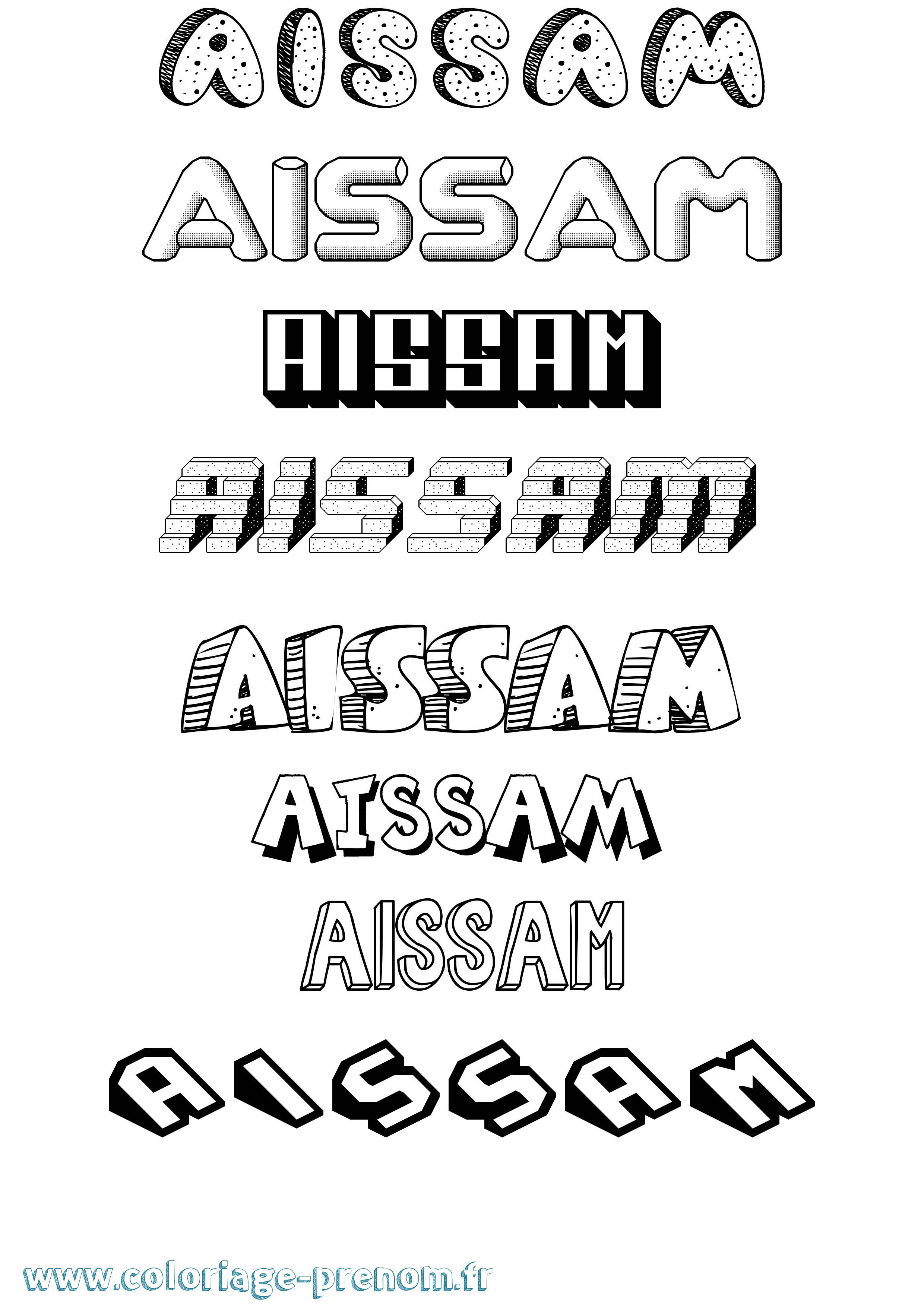 Coloriage Aissam Effet 3D Coloriage prénom Aissam Effet 3D