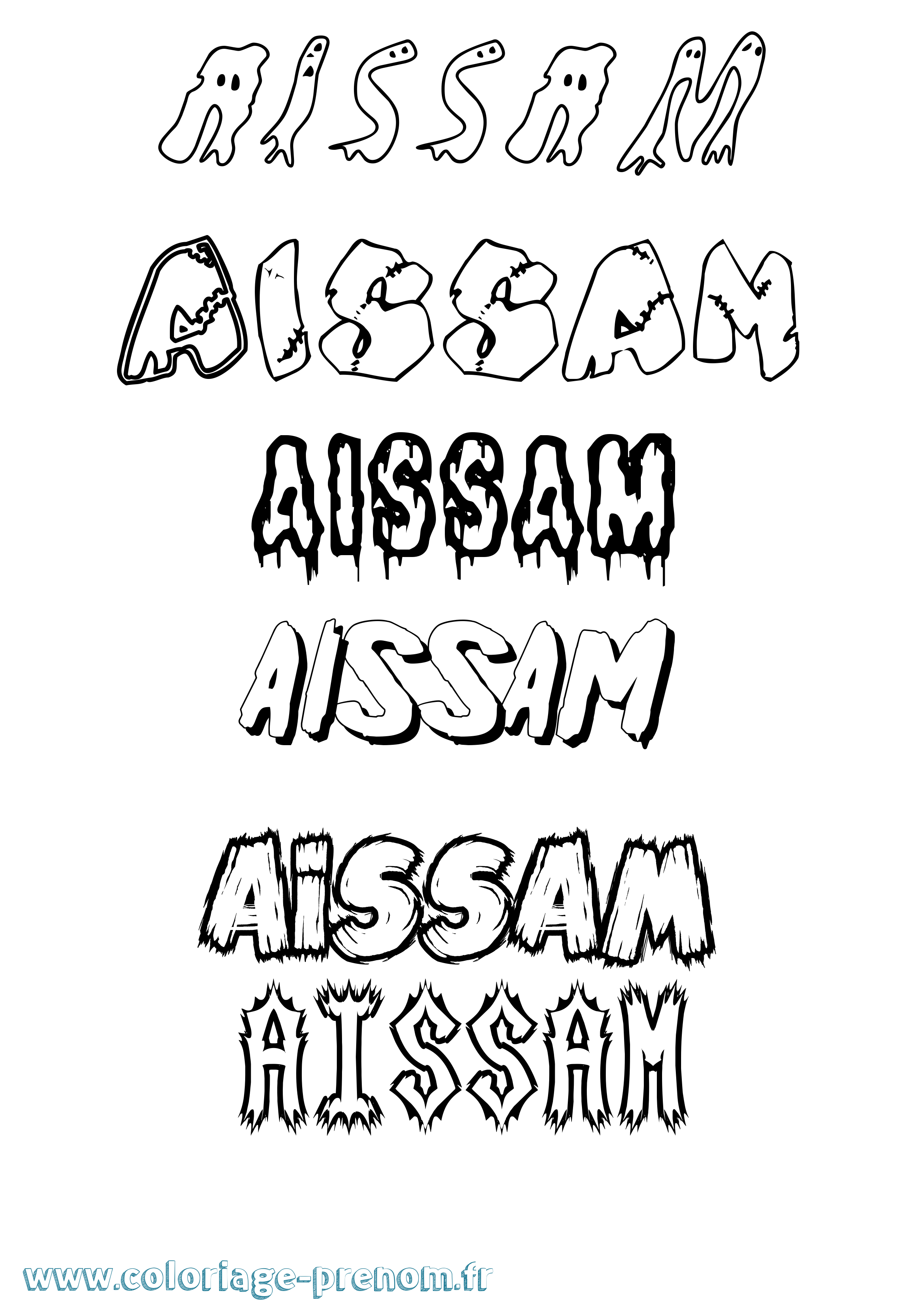 Coloriage Aissam Frisson Coloriage prénom Aissam Frisson