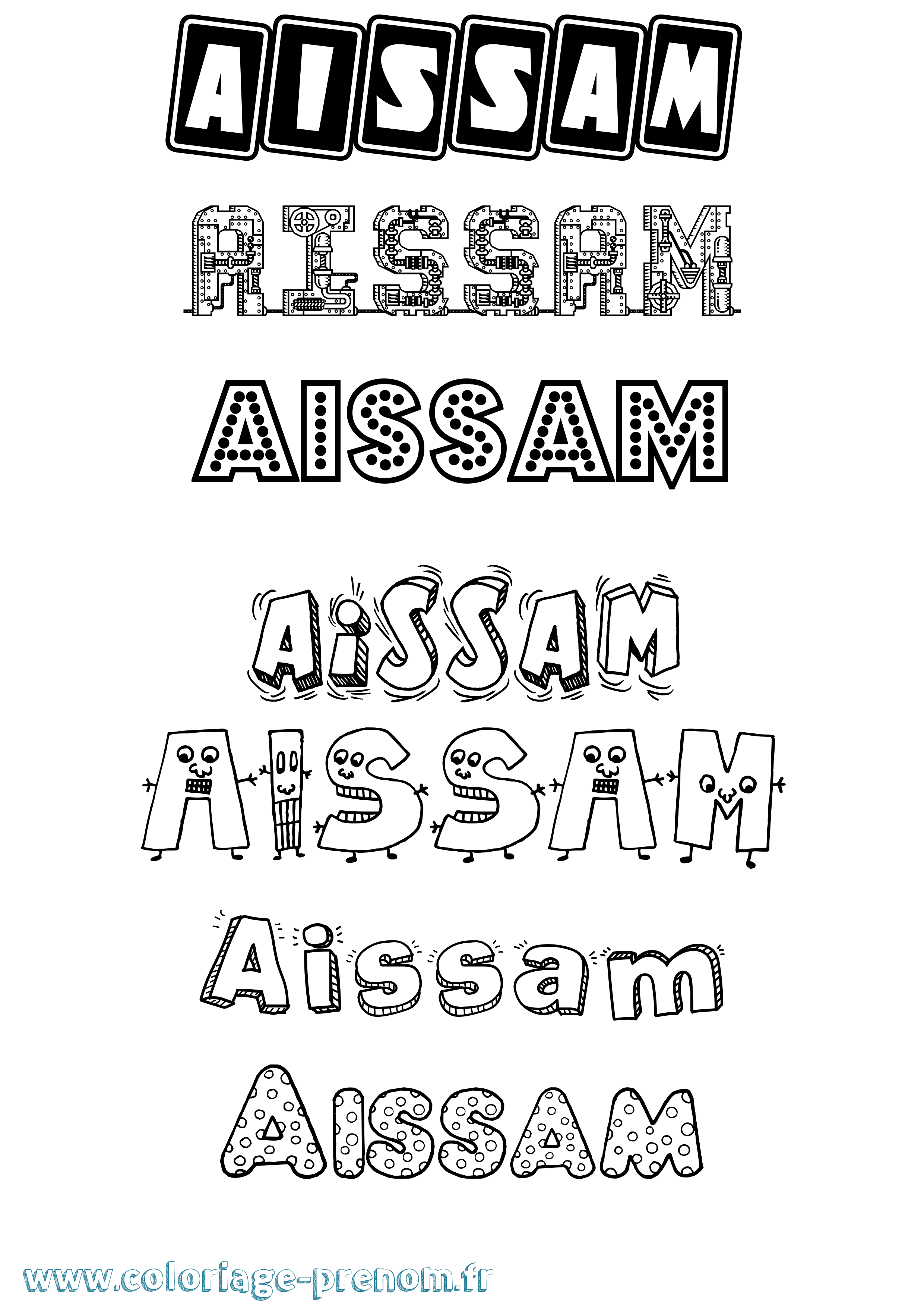 Coloriage prénom Aissam Fun