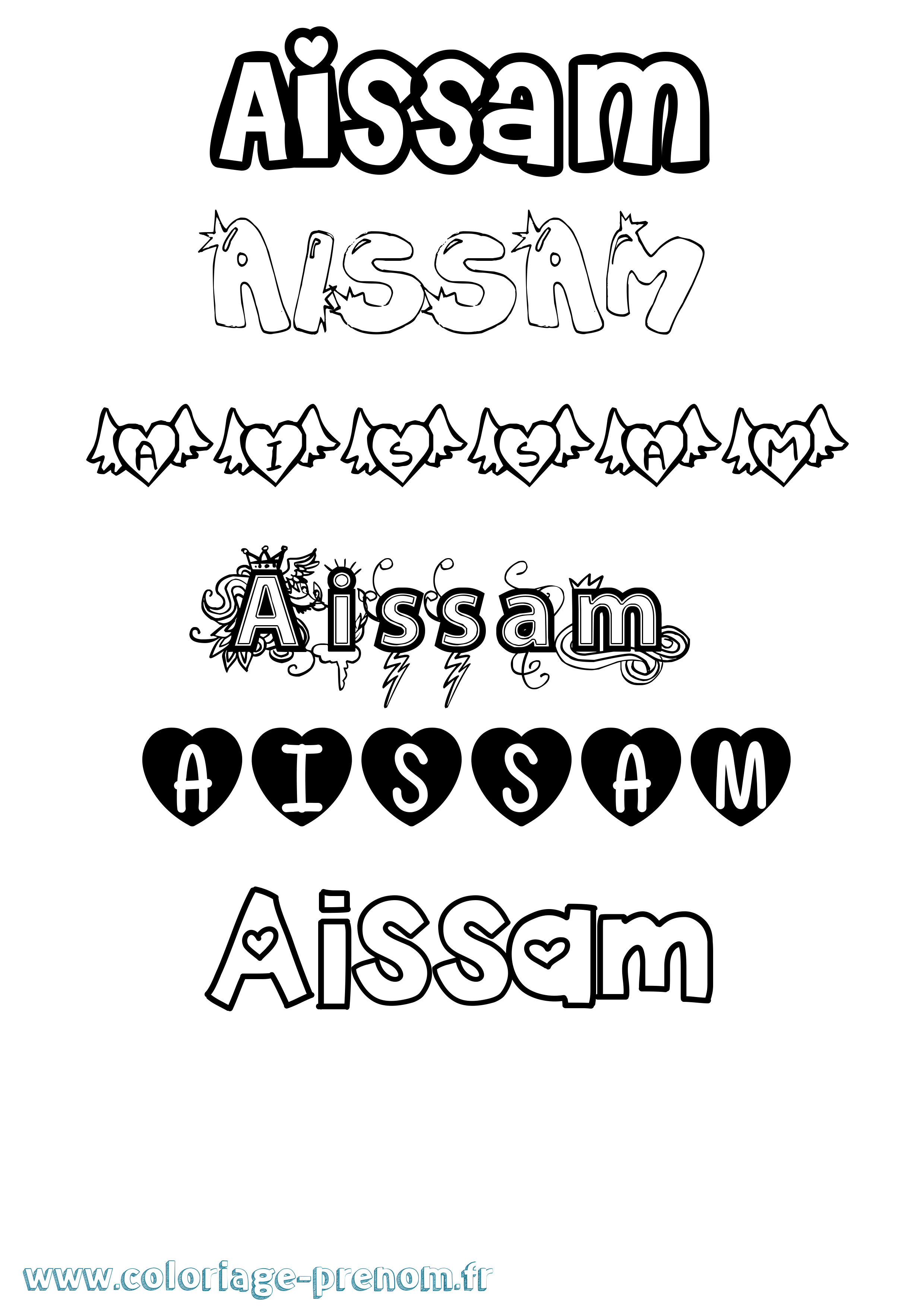 Coloriage Aissam Girly Coloriage prénom Aissam Girly