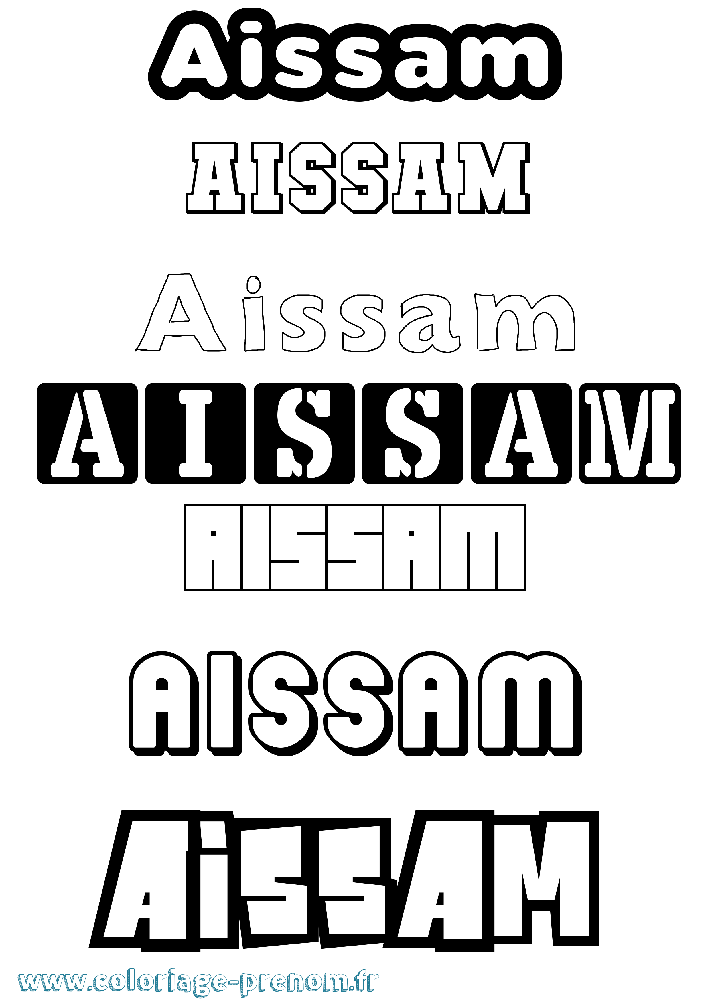 Coloriage prénom Aissam Simple
