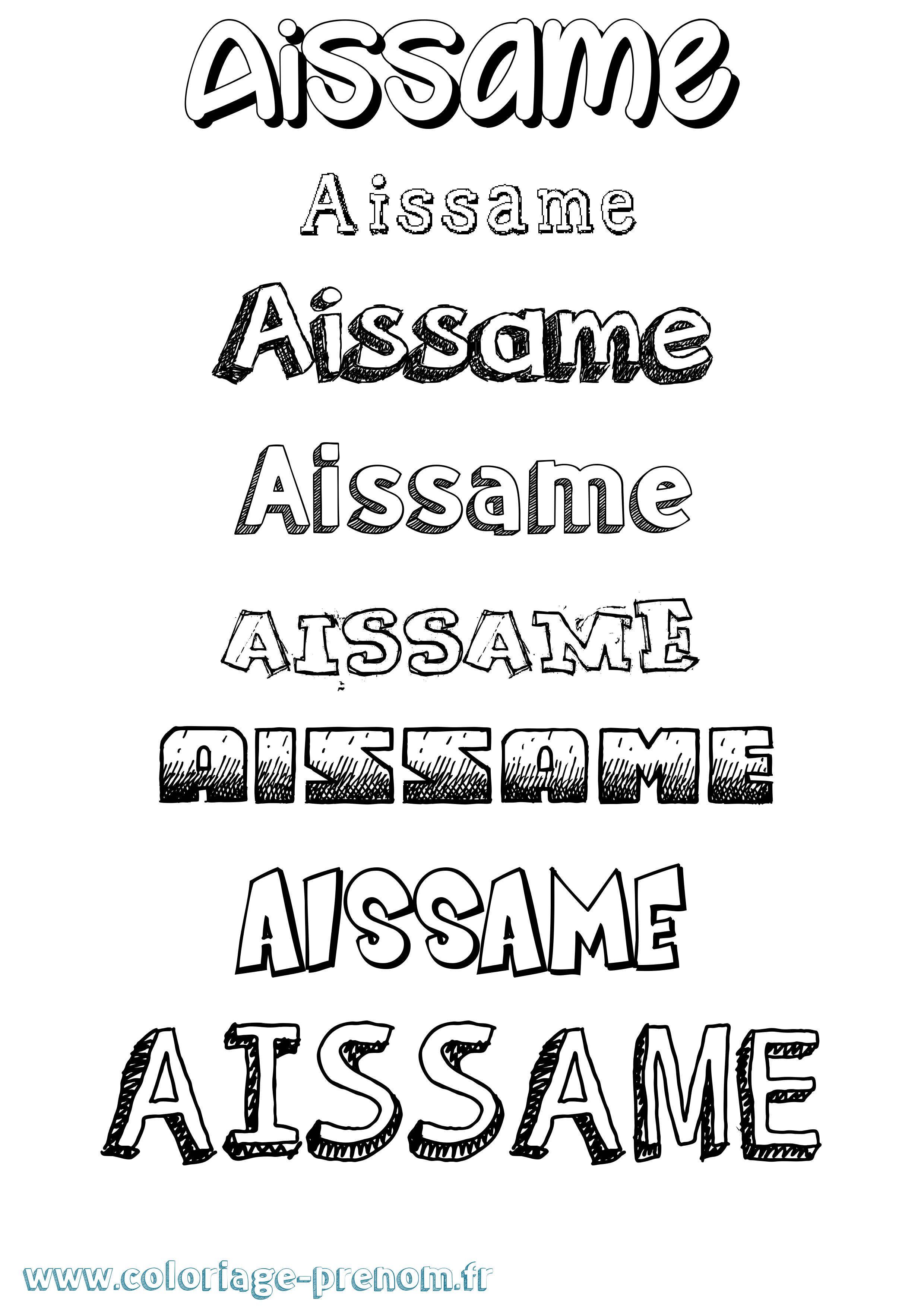 Coloriage prénom Aissame Dessiné