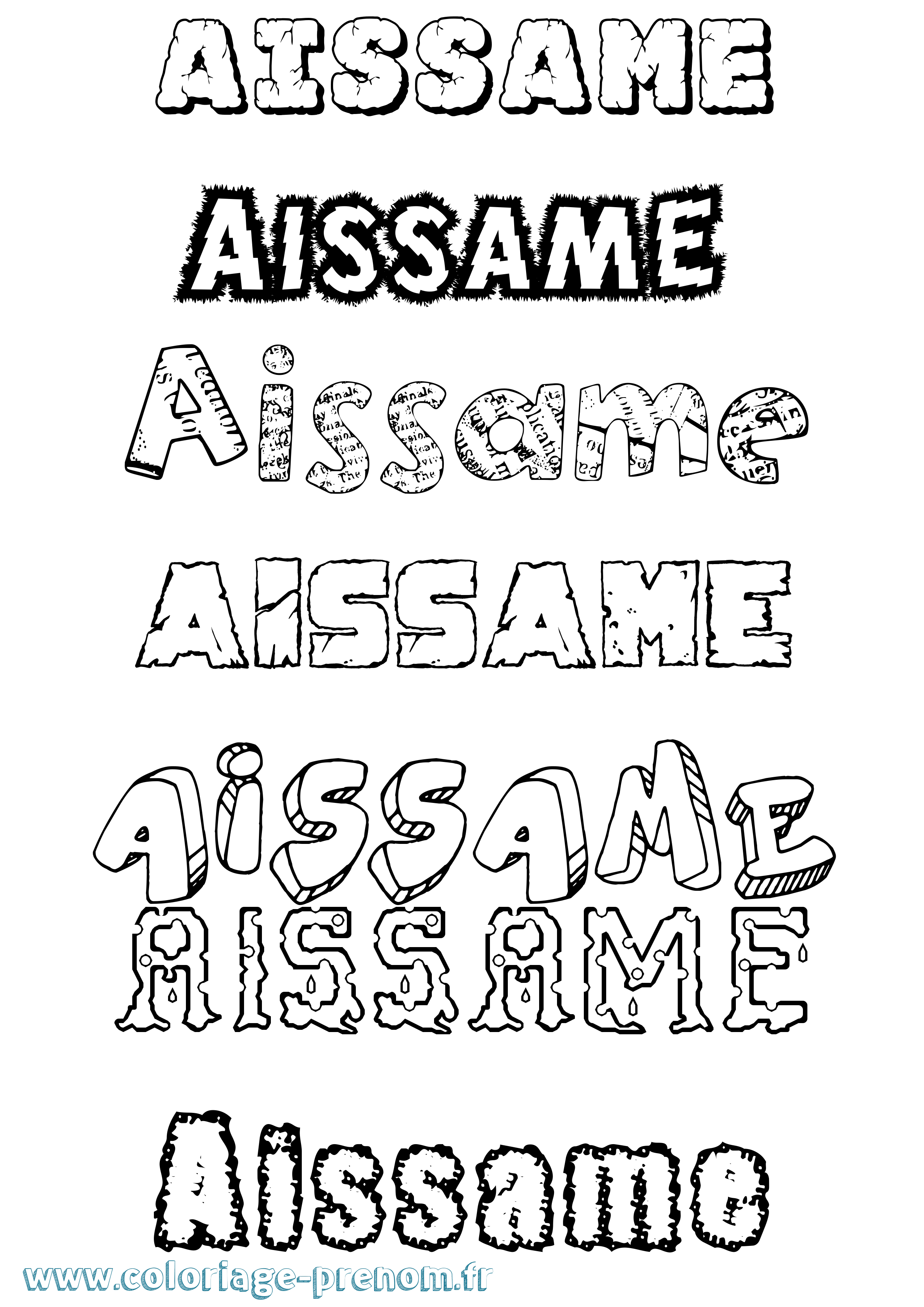 Coloriage prénom Aissame Destructuré