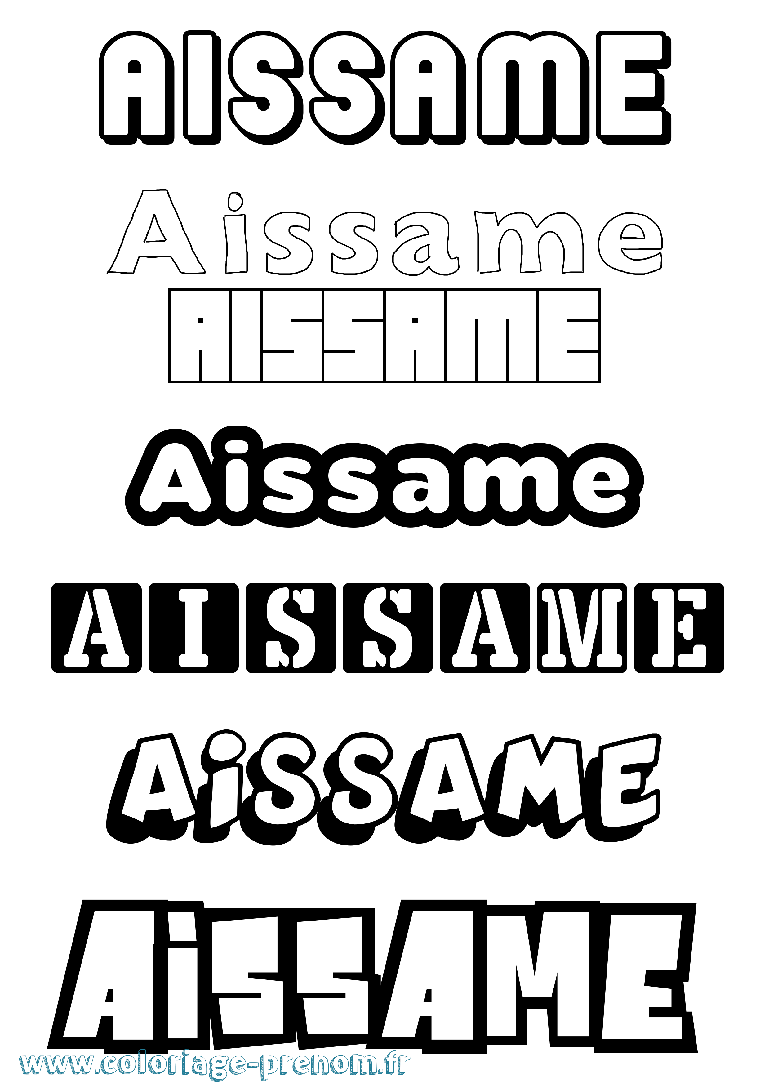 Coloriage prénom Aissame Simple