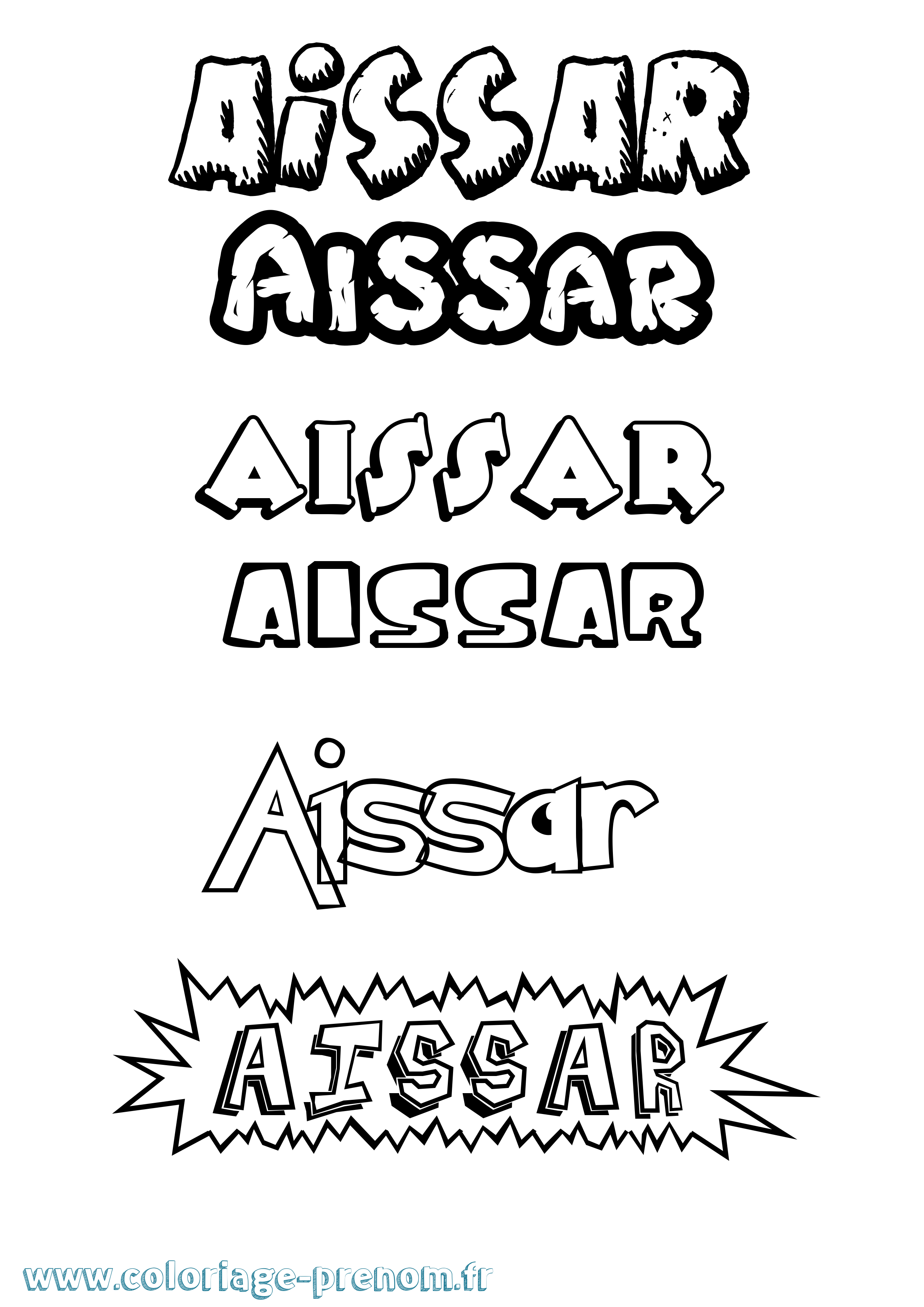 Coloriage prénom Aissar Dessin Animé