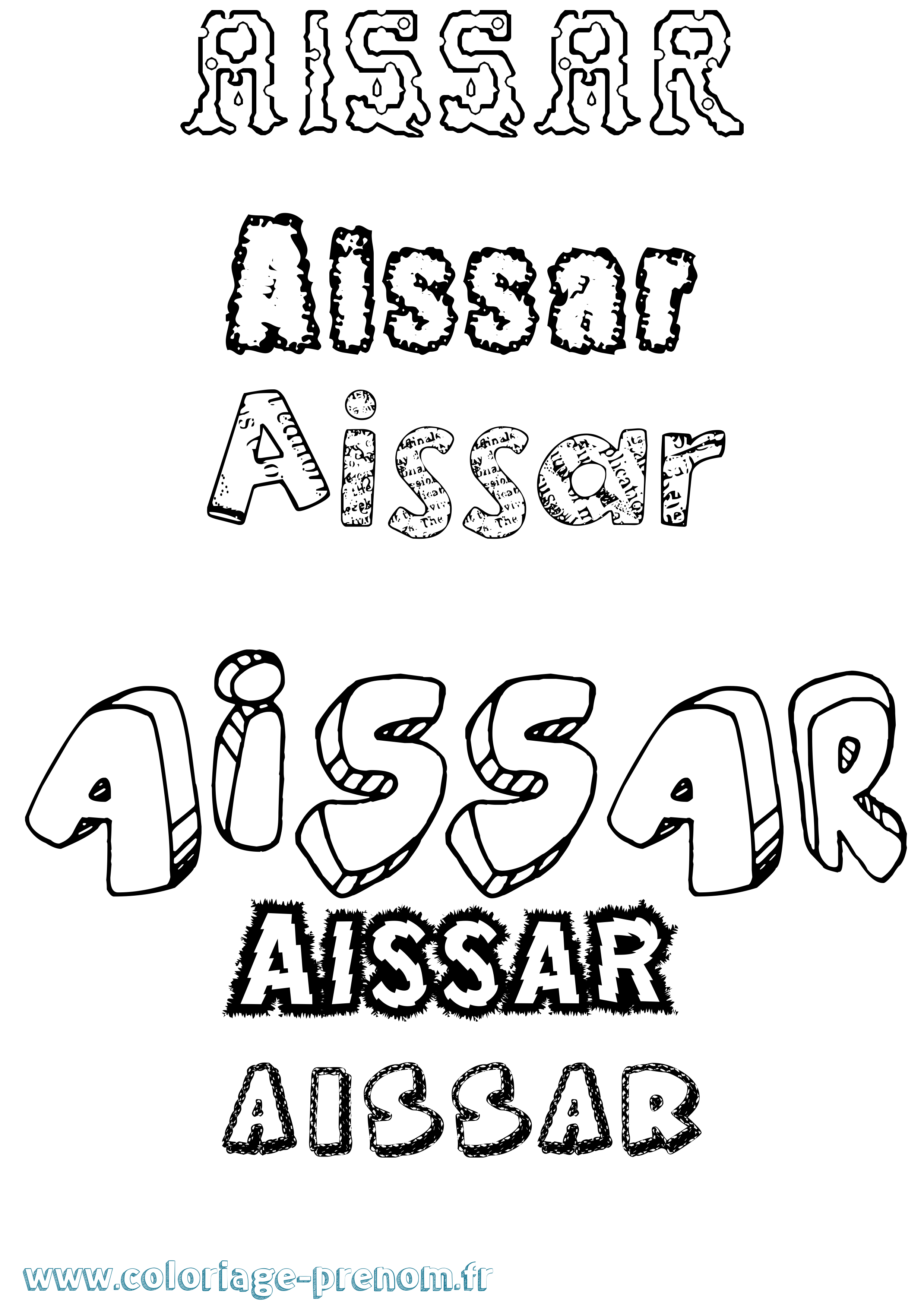 Coloriage prénom Aissar Destructuré