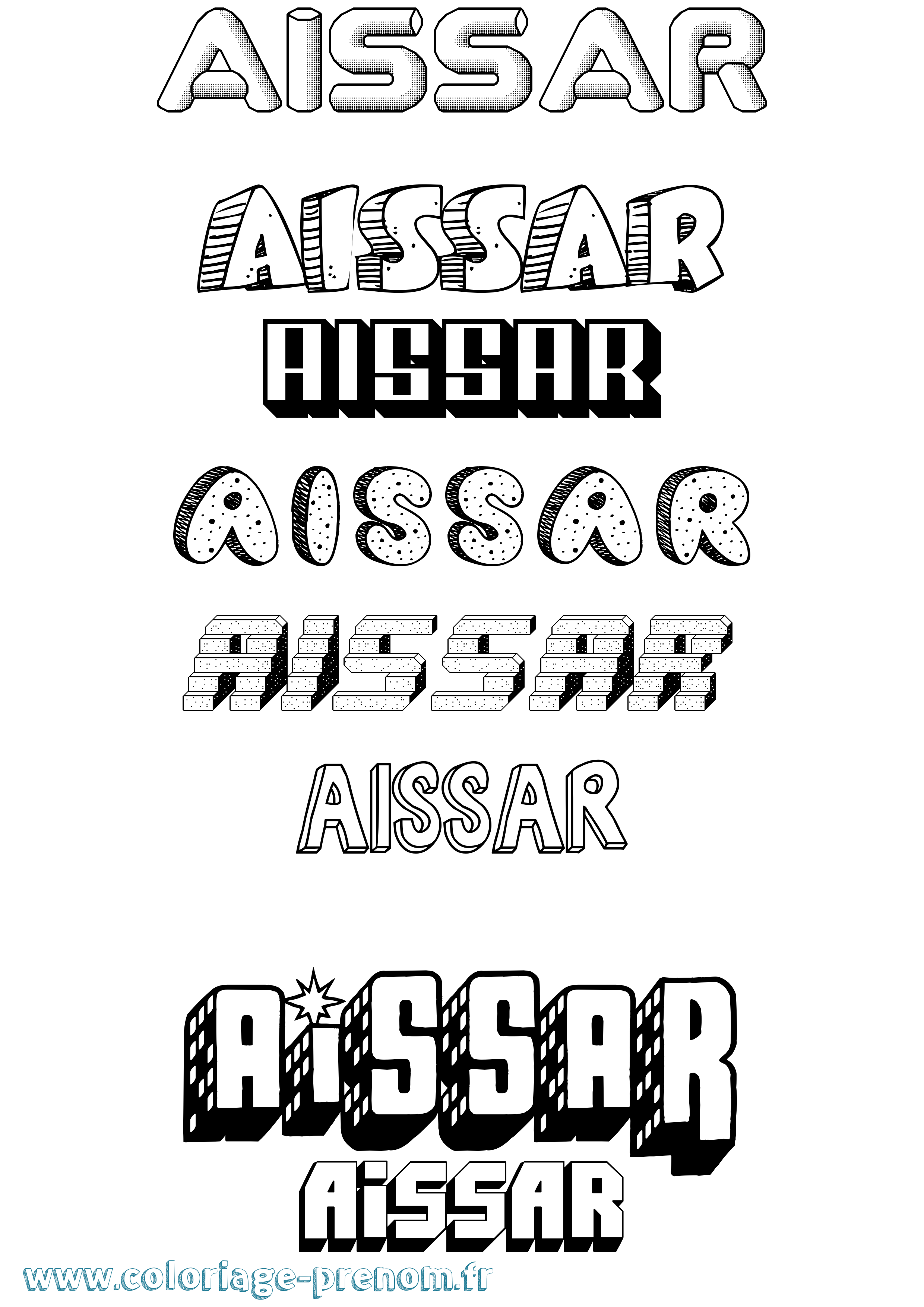 Coloriage prénom Aissar Effet 3D