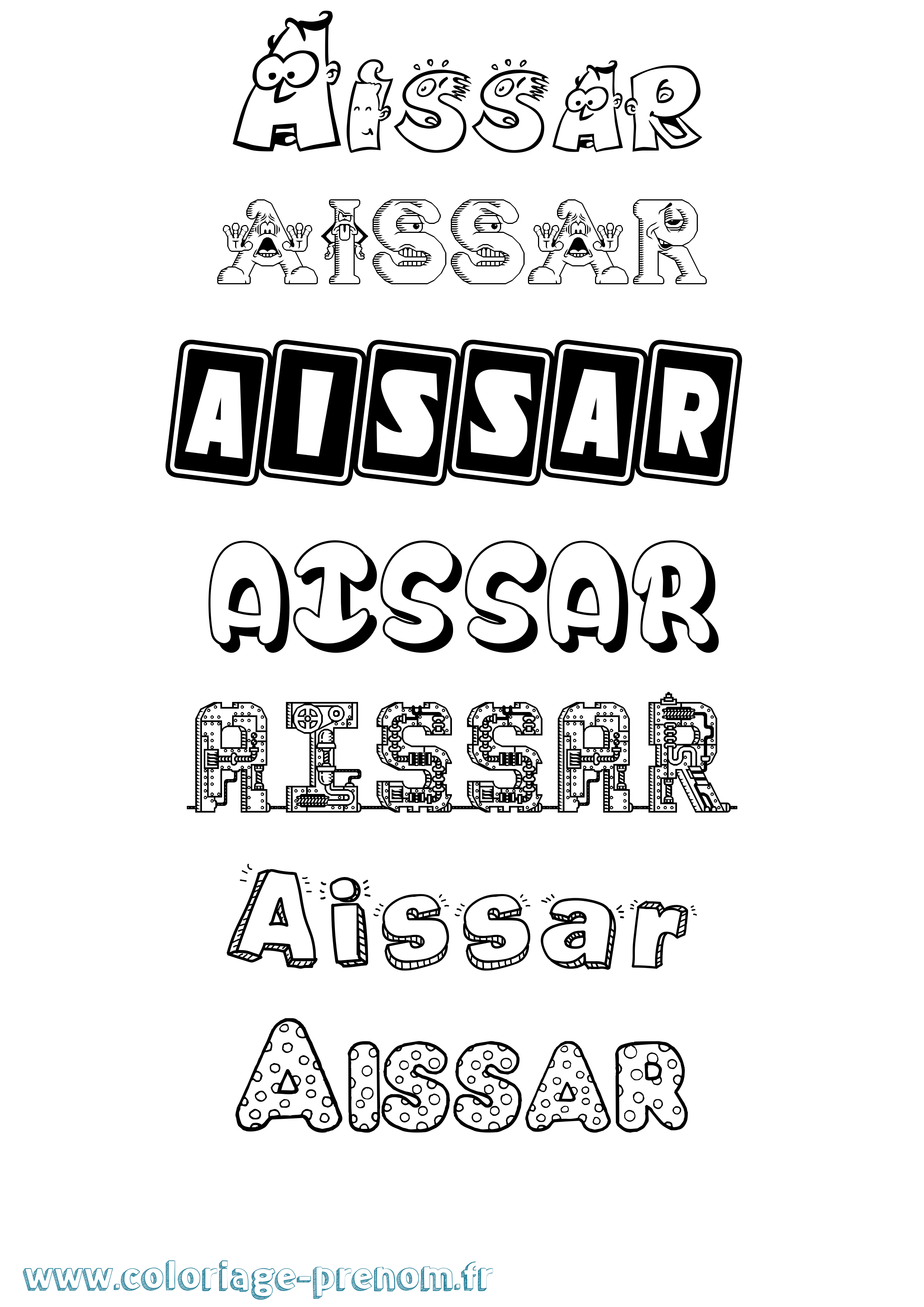 Coloriage prénom Aissar Fun