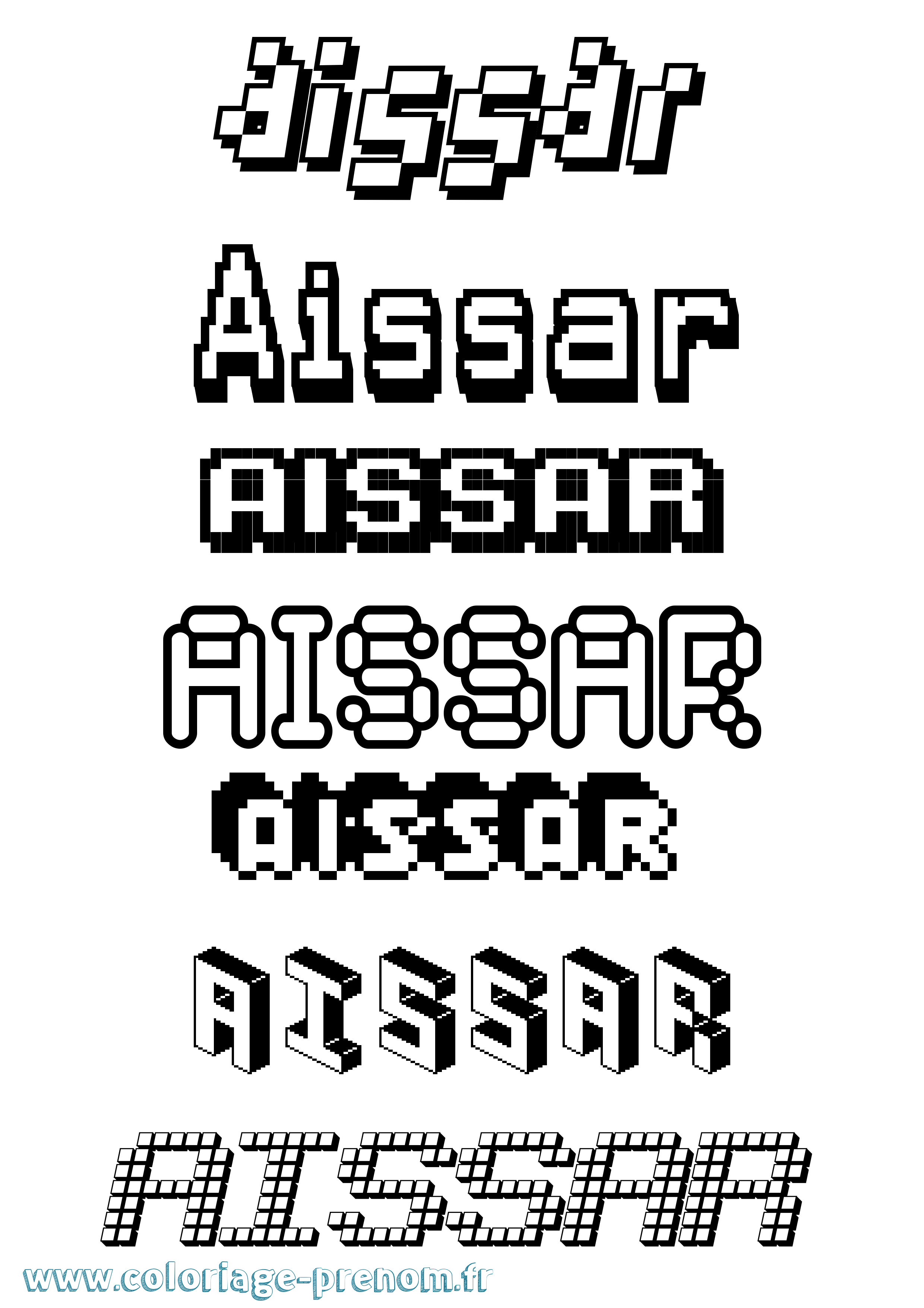 Coloriage prénom Aissar Pixel