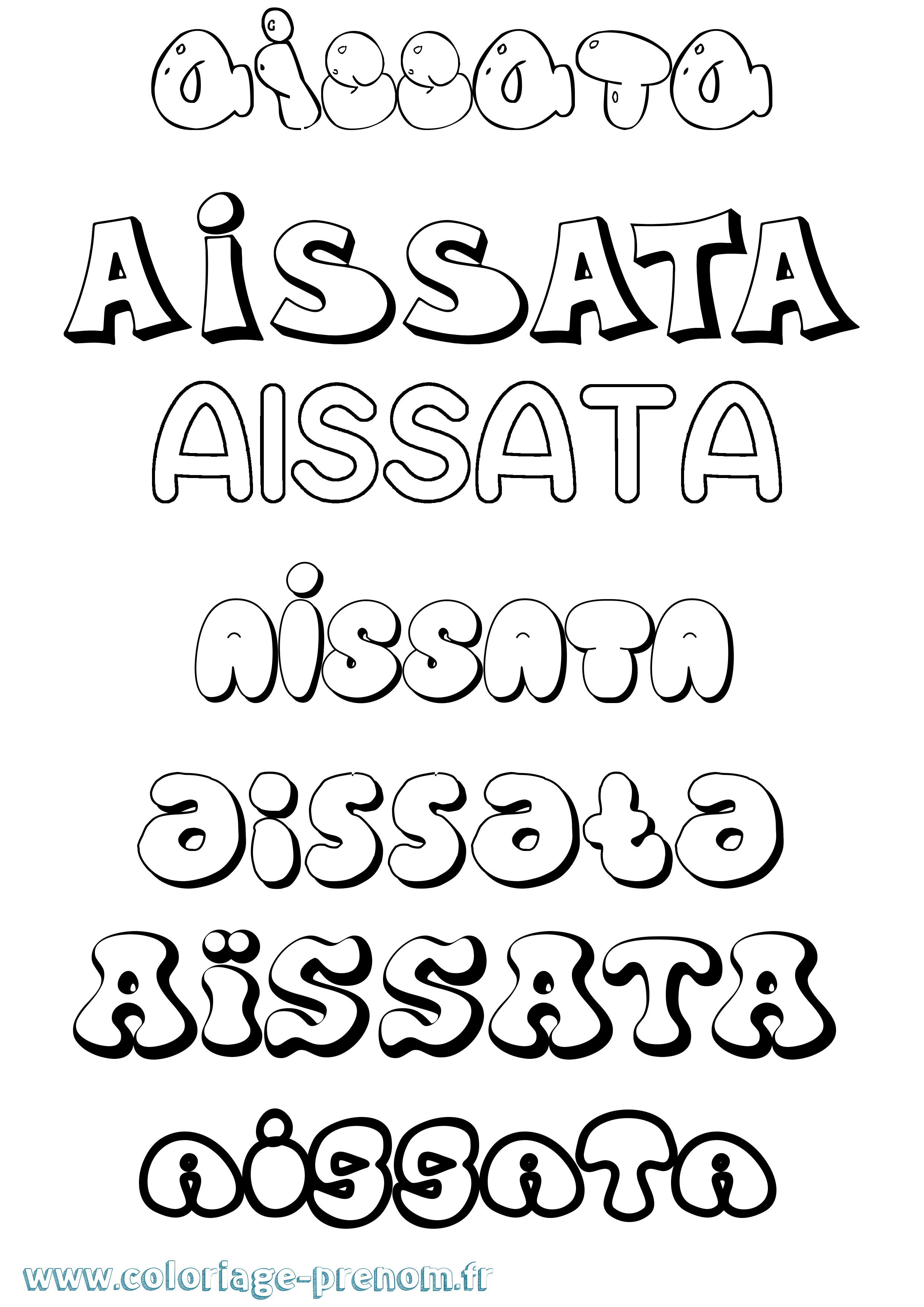 Coloriage prénom Aïssata Bubble
