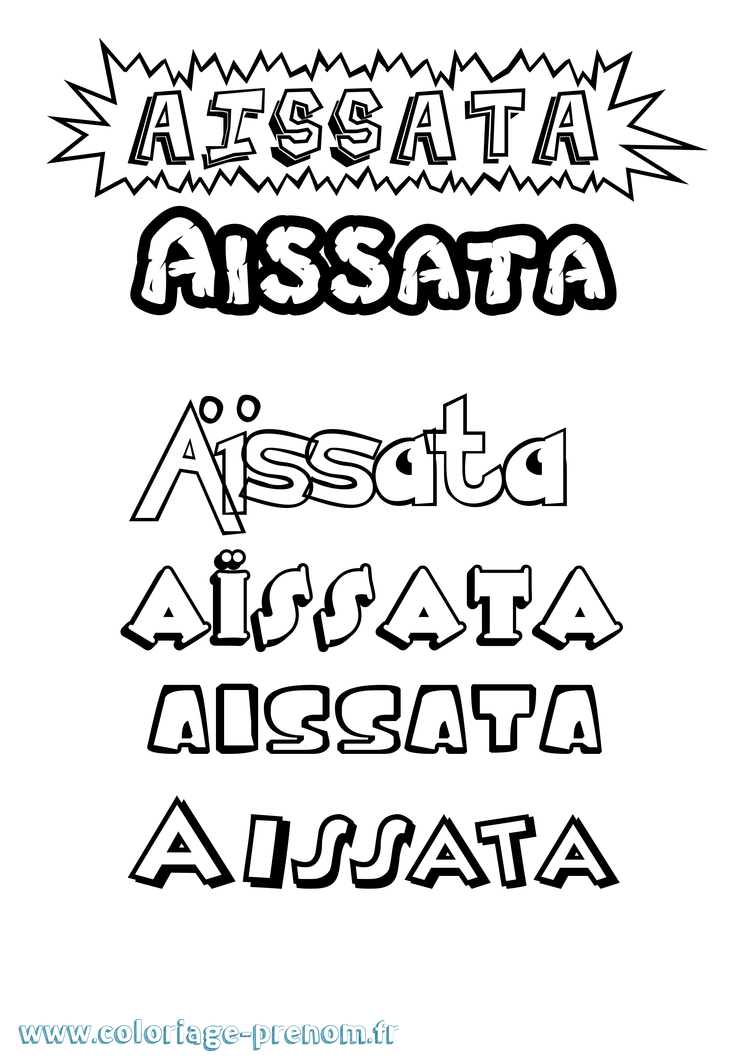 Coloriage Aïssata Dessin Animé Coloriage prénom Aïssata Dessin Animé