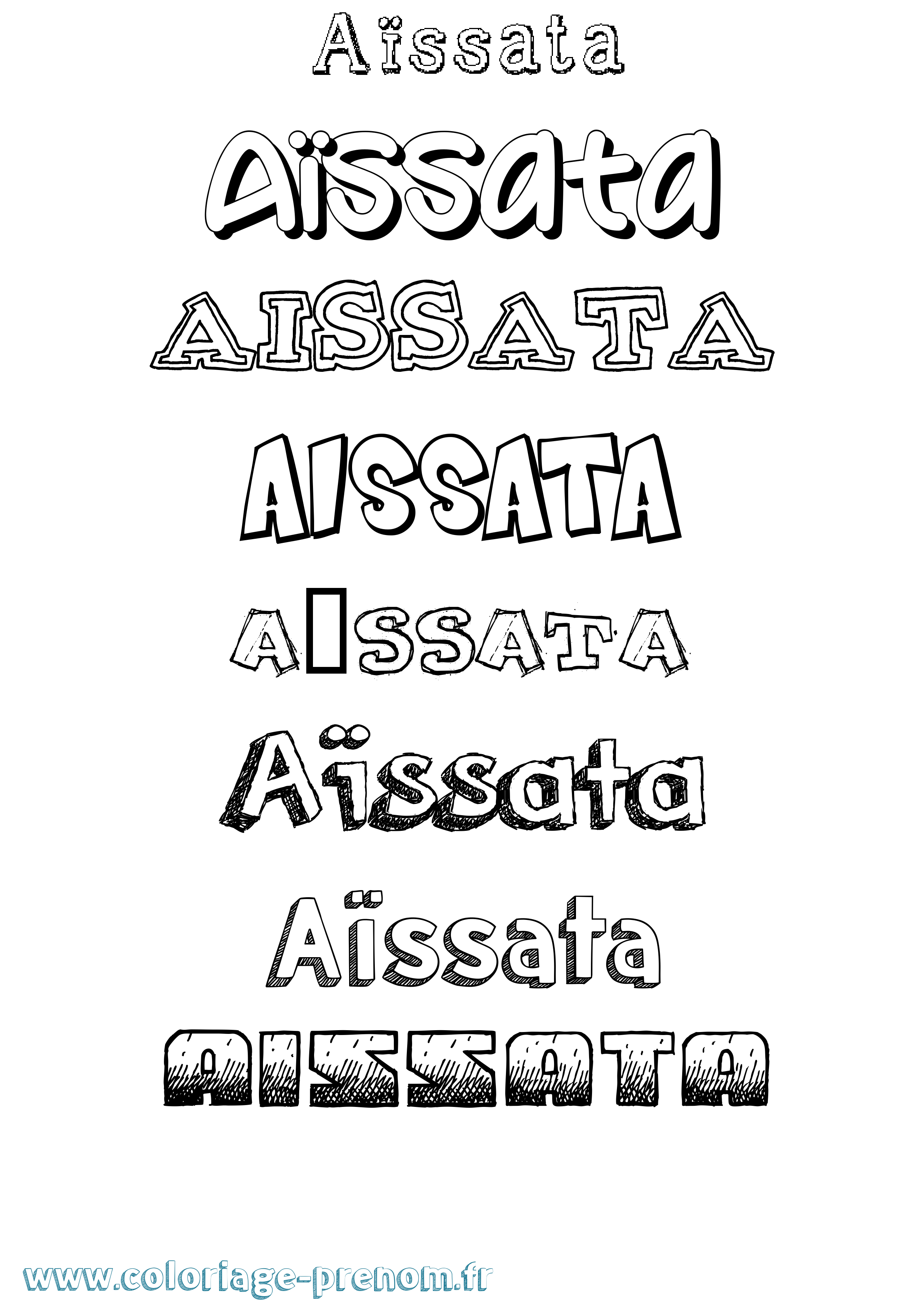 Coloriage Aïssata Dessiné Coloriage prénom Aïssata Dessiné