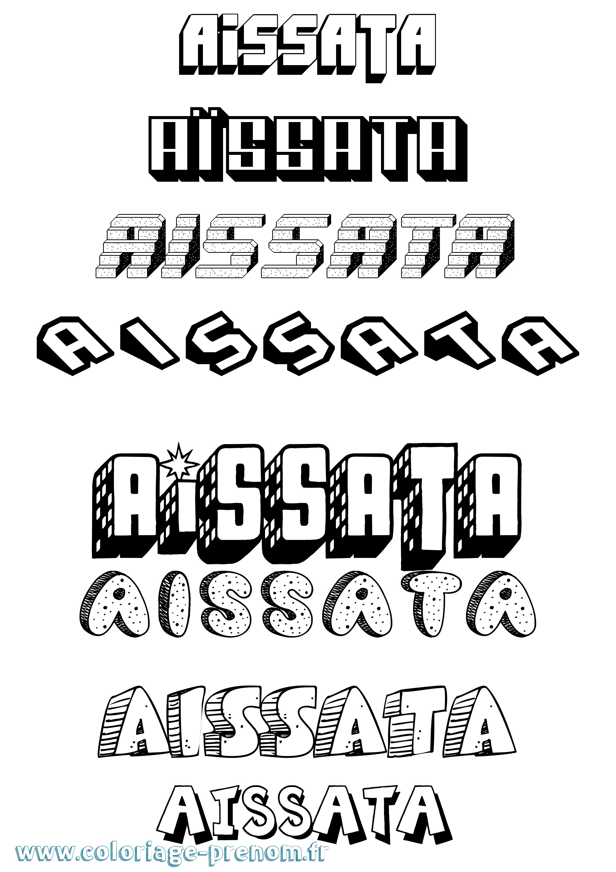 Coloriage Aïssata Effet 3D Coloriage prénom Aïssata Effet 3D