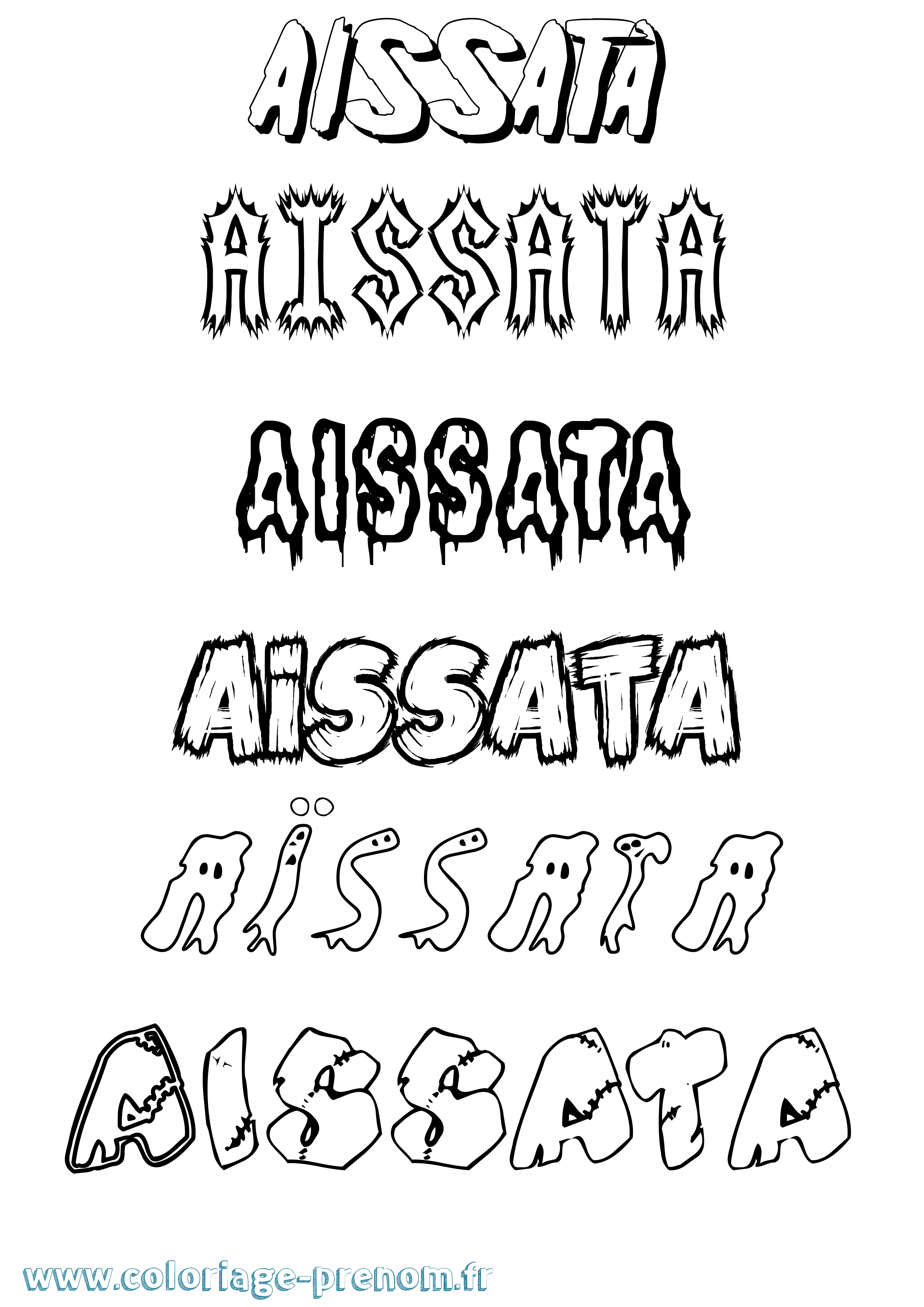 Coloriage Aïssata Frisson Coloriage prénom Aïssata Frisson