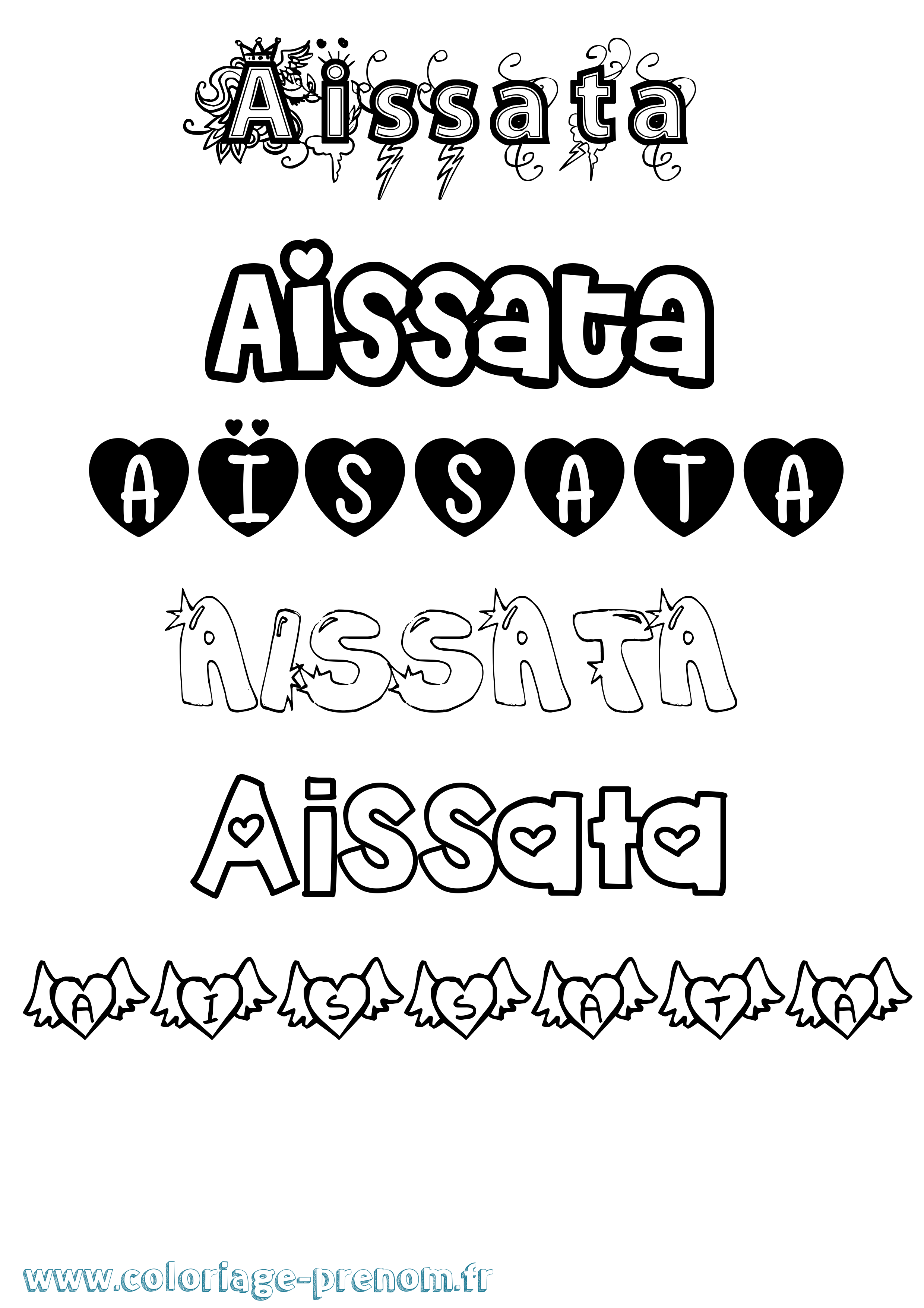 Coloriage prénom Aïssata Girly