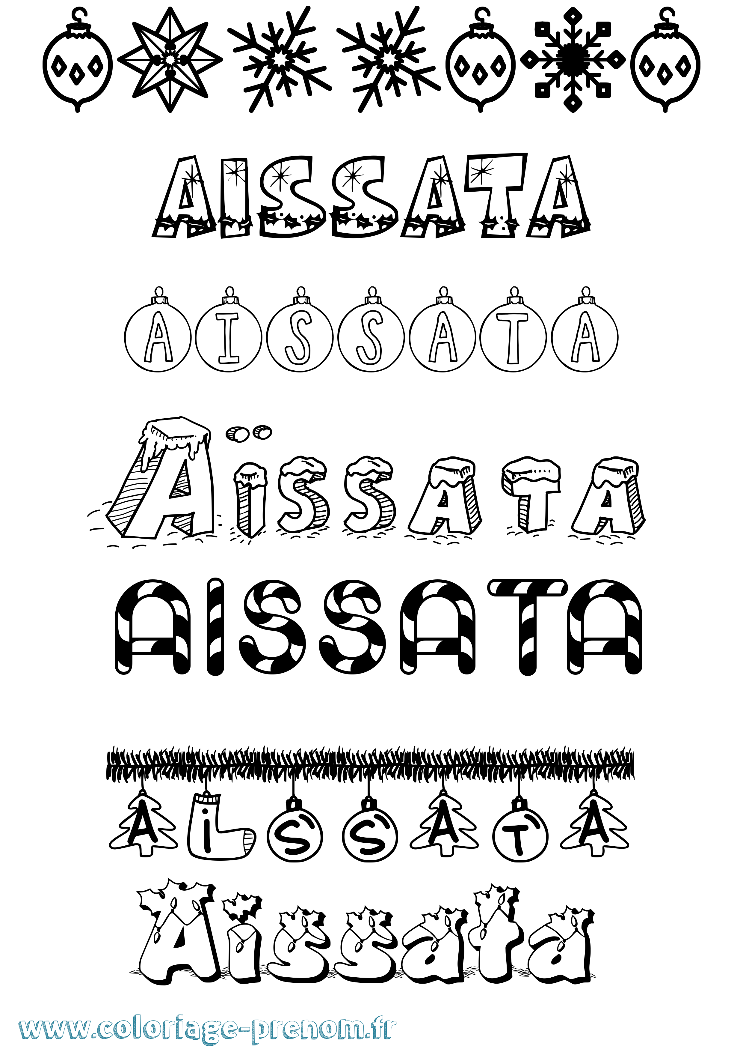 Coloriage Aïssata Noël Coloriage prénom Aïssata Noël
