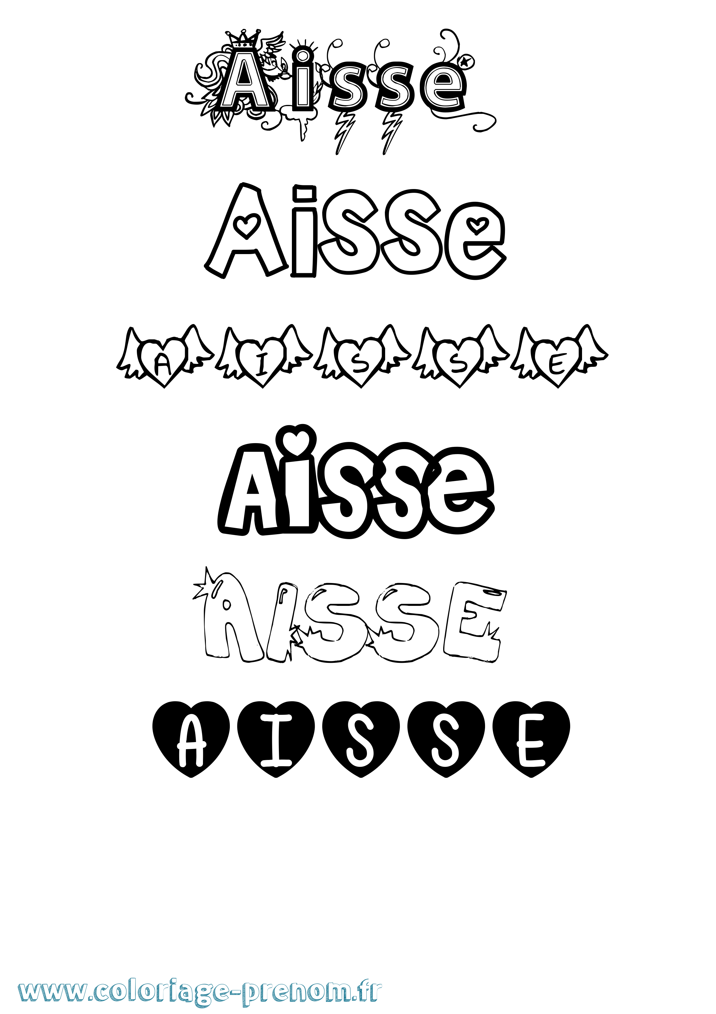 Coloriage prénom Aisse Girly